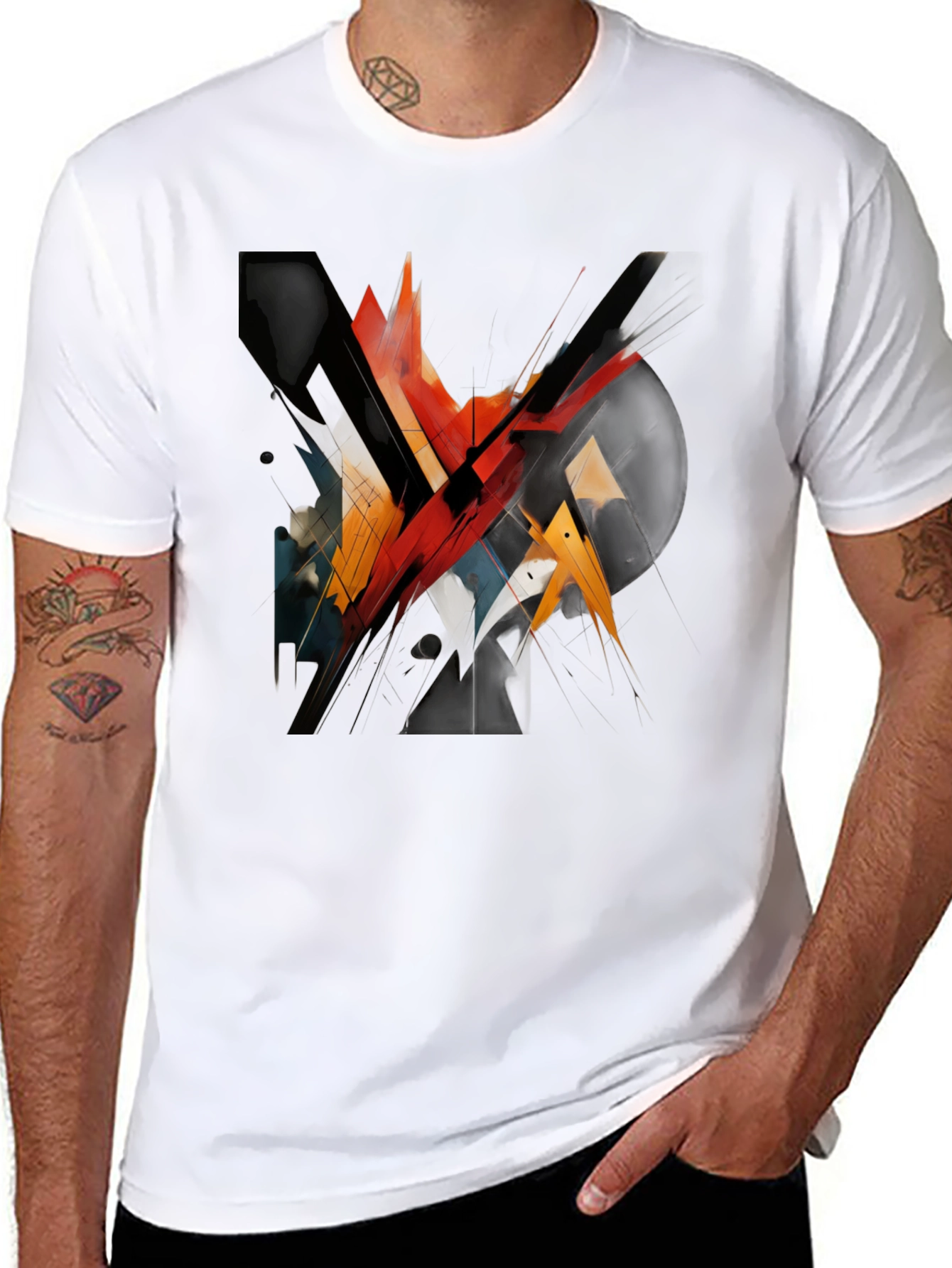 Abstract Geometric Graphic Black T-Shirt
