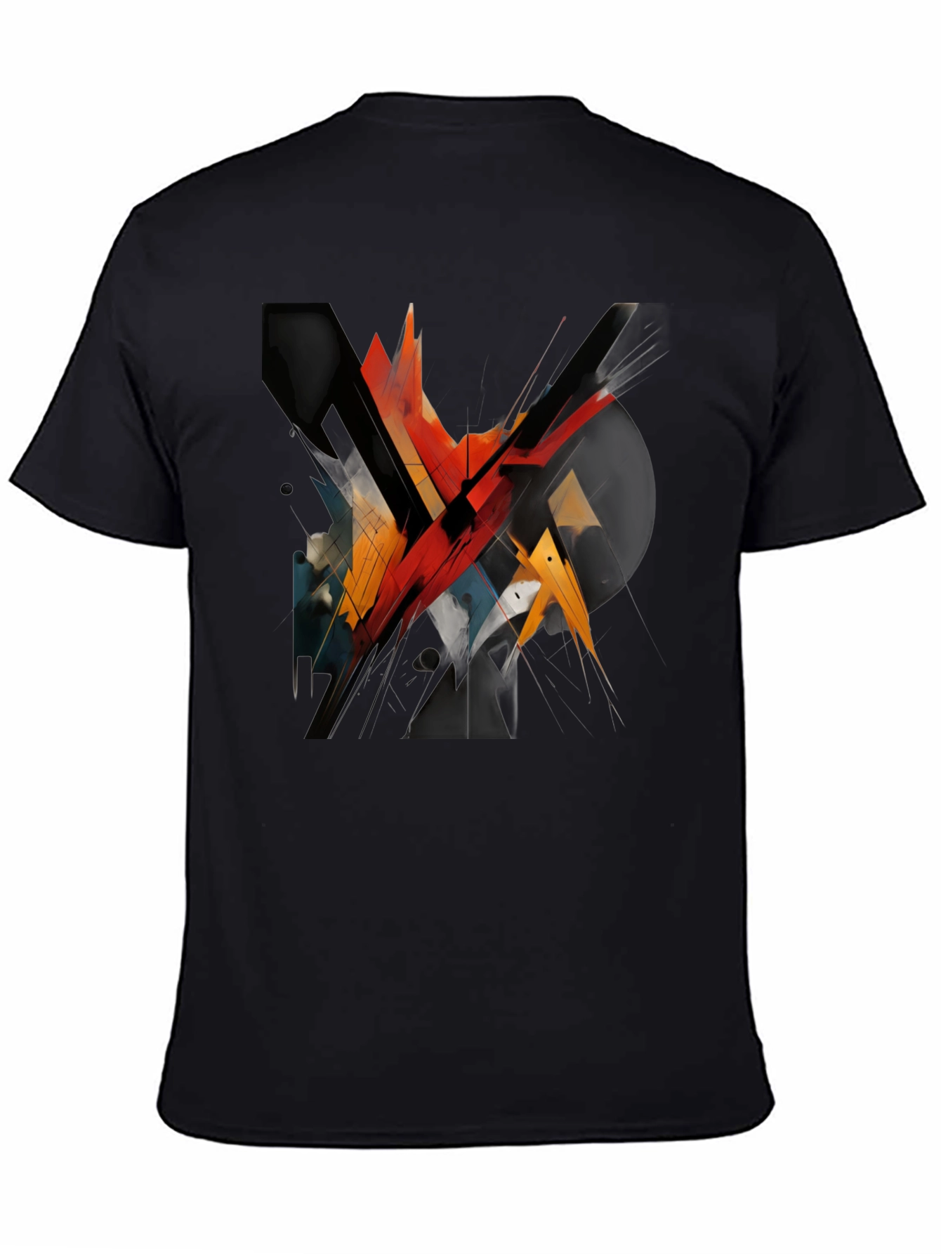 Abstract Geometric Graphic Black T-Shirt