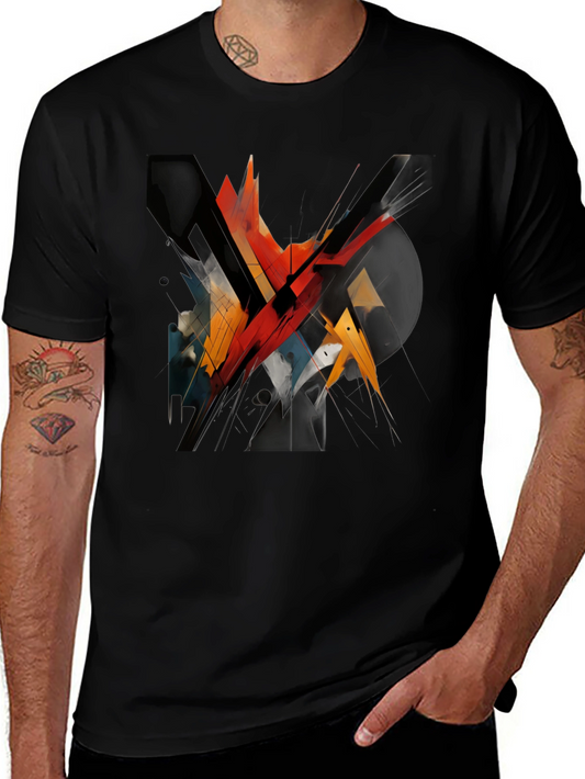 Abstract Geometric Graphic Black T-Shirt