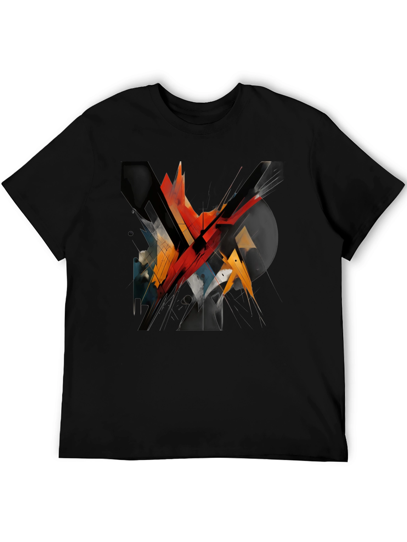 Abstract Geometric Graphic Black T-Shirt