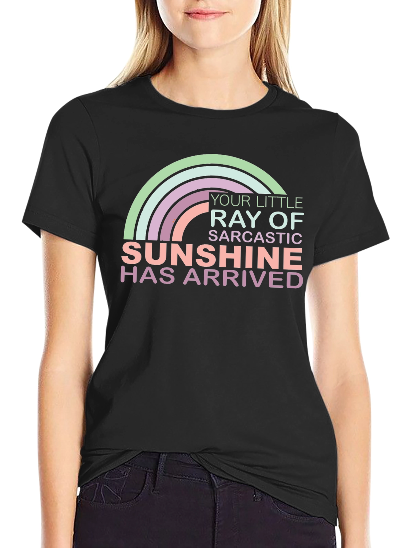 Sarcastic Sunshine Rainbow Graphic Tee - Unisex Black T-Shirt