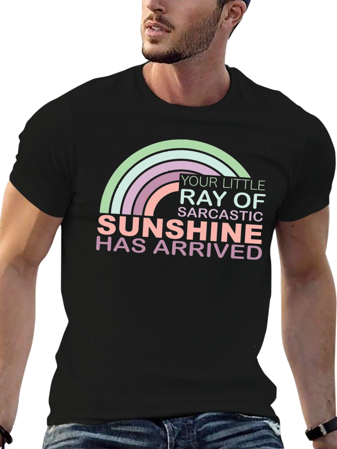 Sarcastic Sunshine Rainbow Graphic Tee - Unisex Black T-Shirt
