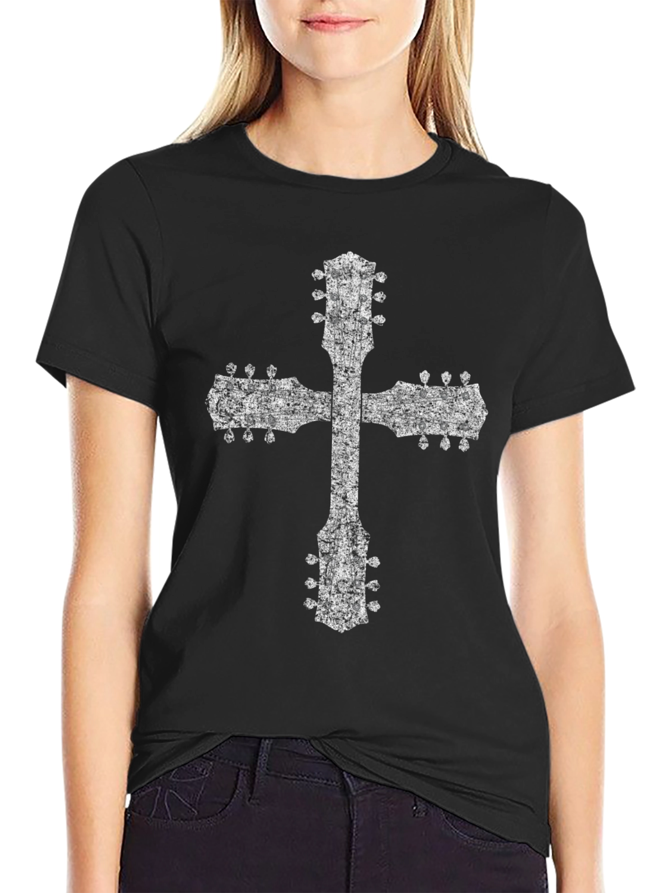 Guitar Cross T-Shirt - Rock Music Tee