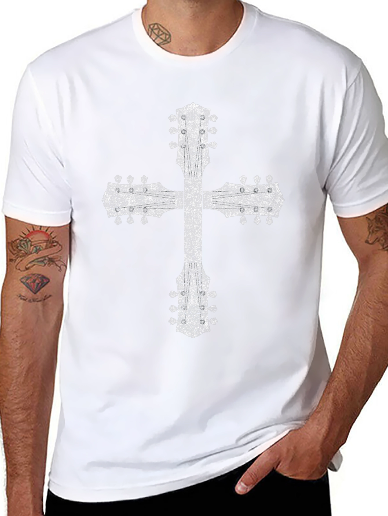 Guitar Cross T-Shirt - Rock Music Tee