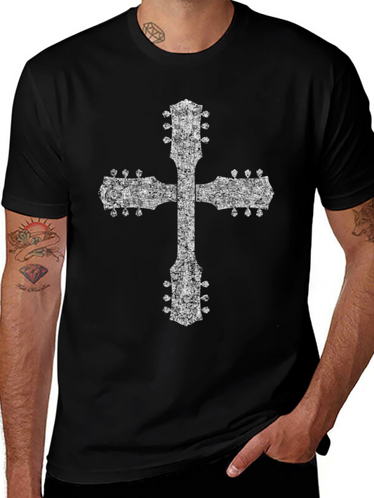 Guitar Cross T-Shirt - Rock Music Tee