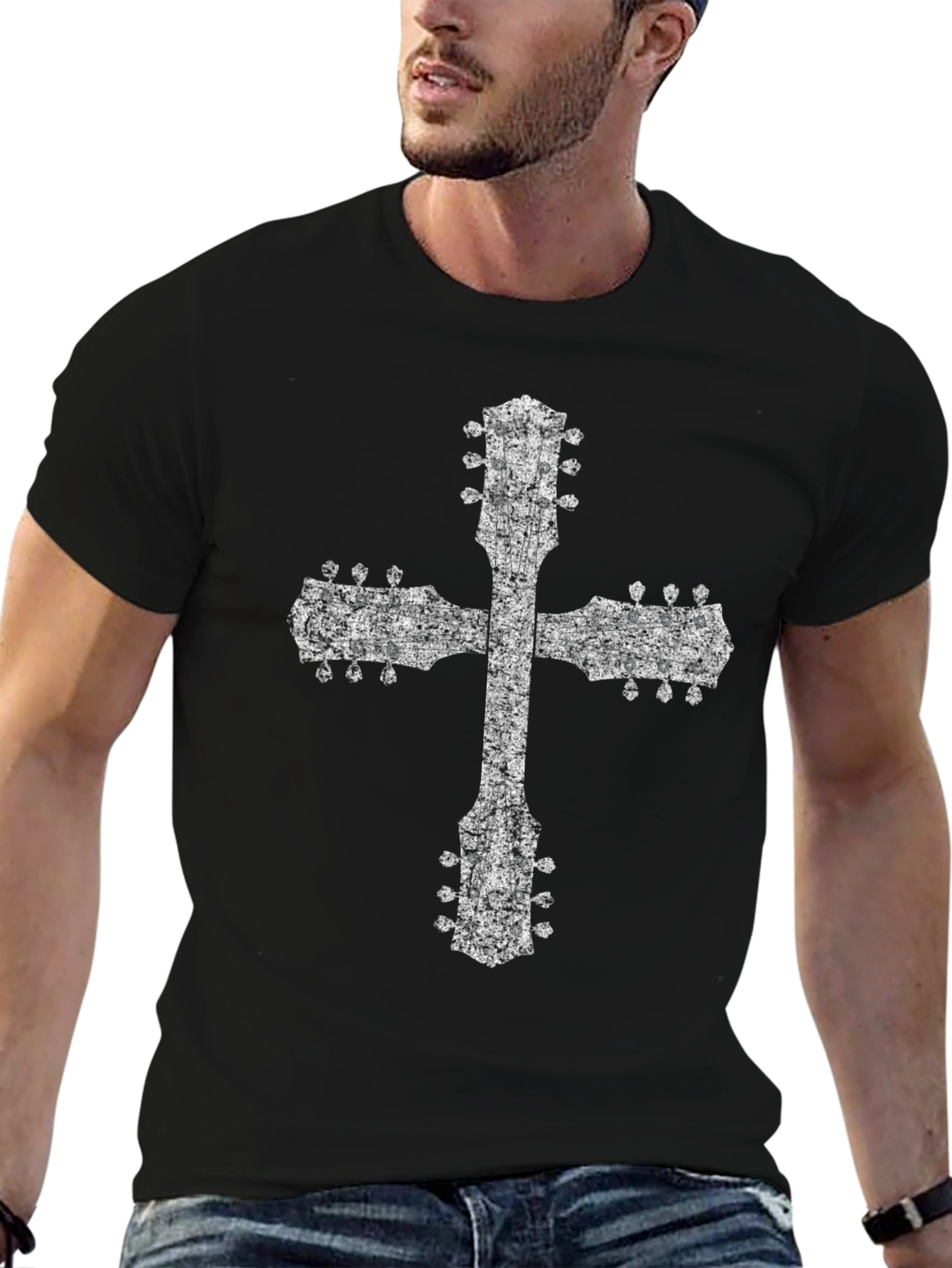 Guitar Cross T-Shirt - Rock Music Tee