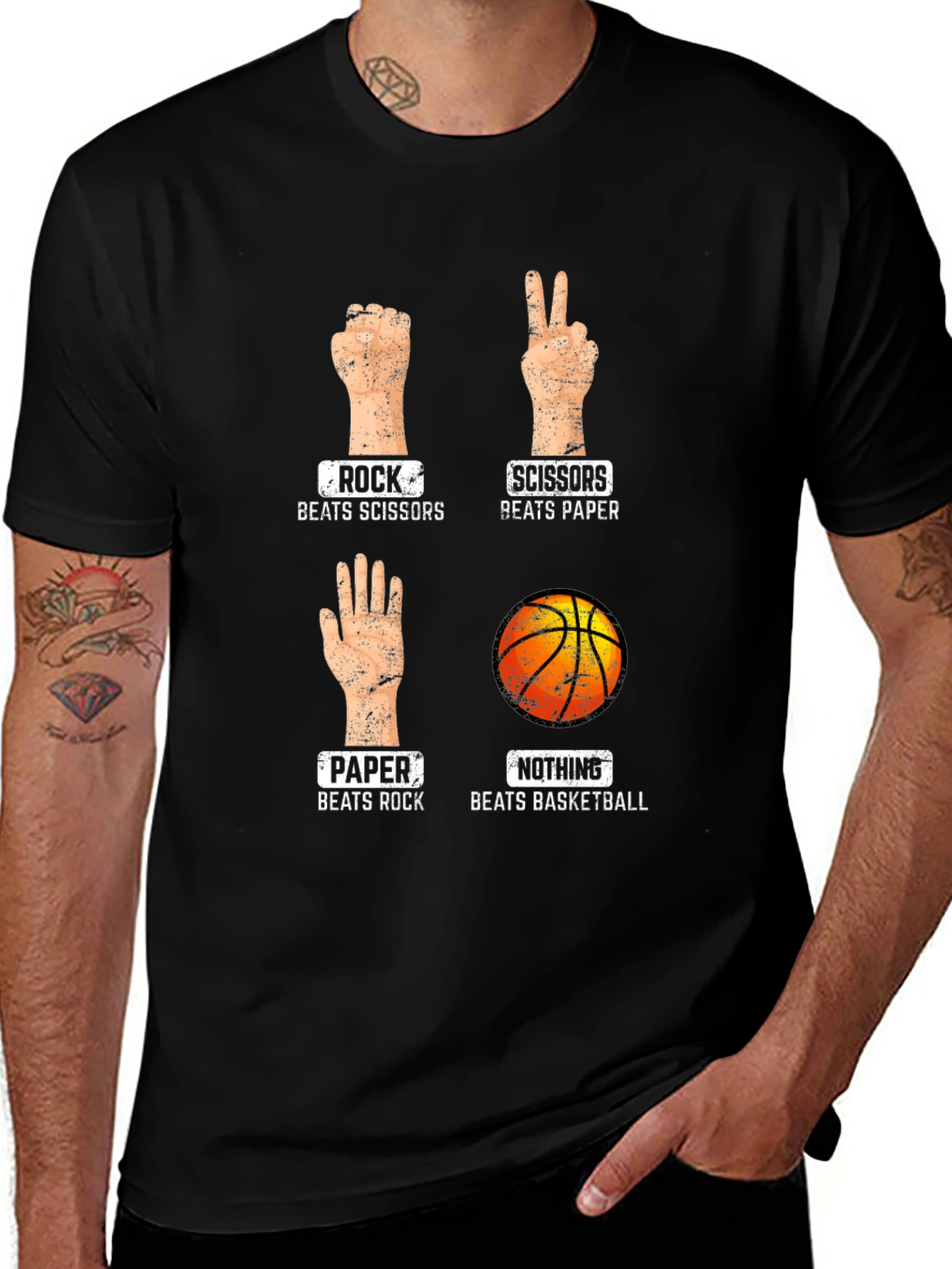 Rock Paper Scissors Basketball Mens T-Shirt