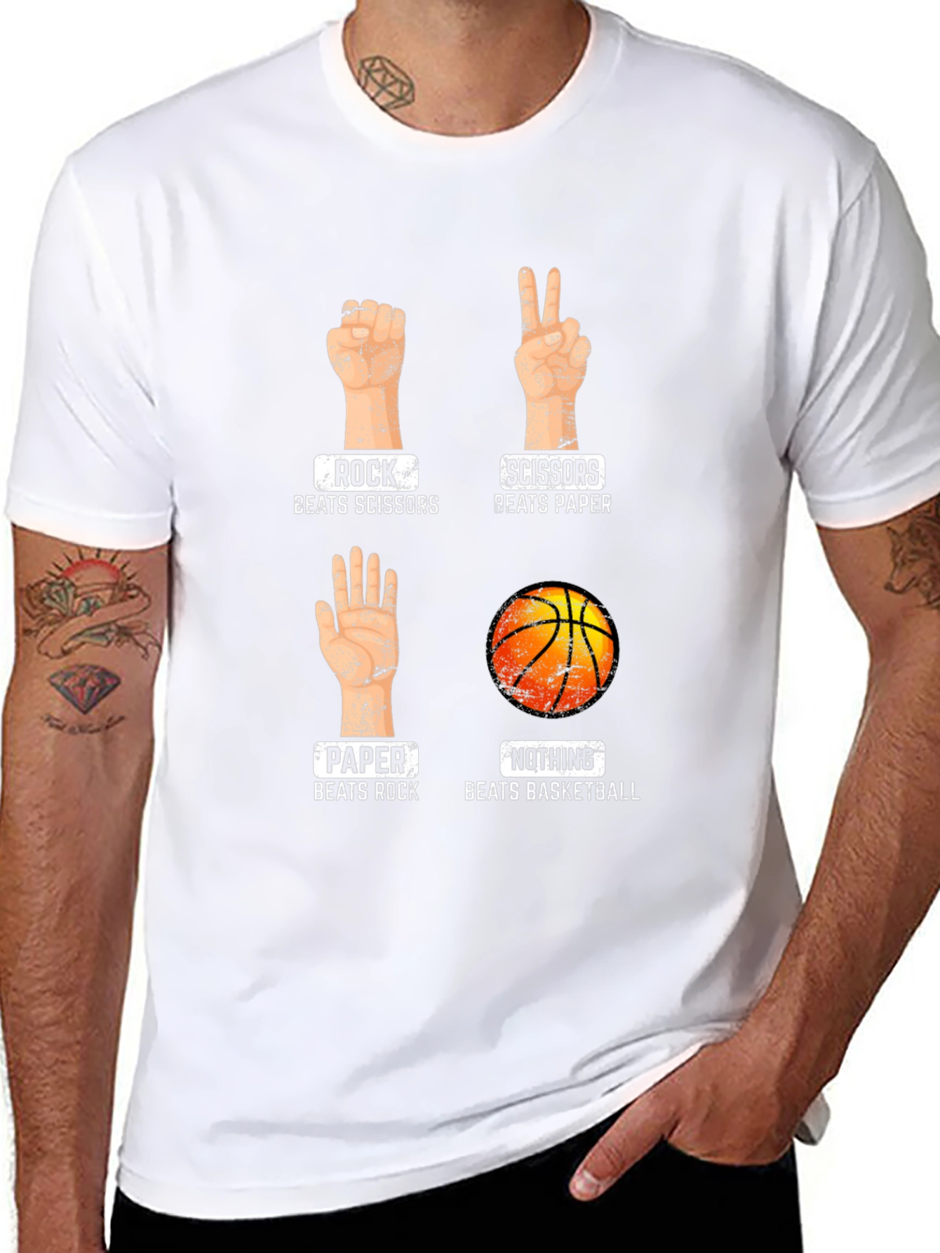 Rock Paper Scissors Basketball Mens T-Shirt