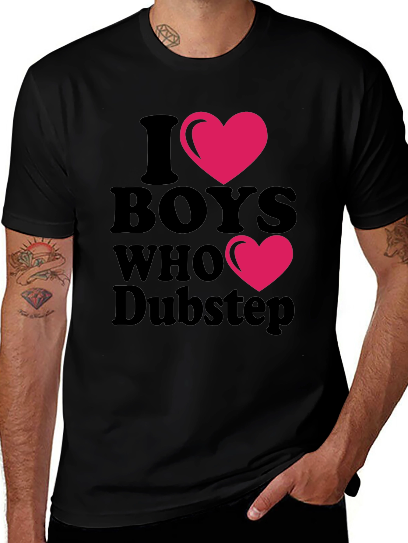 I Heart Boys Who Dubstep Black T-Shirt