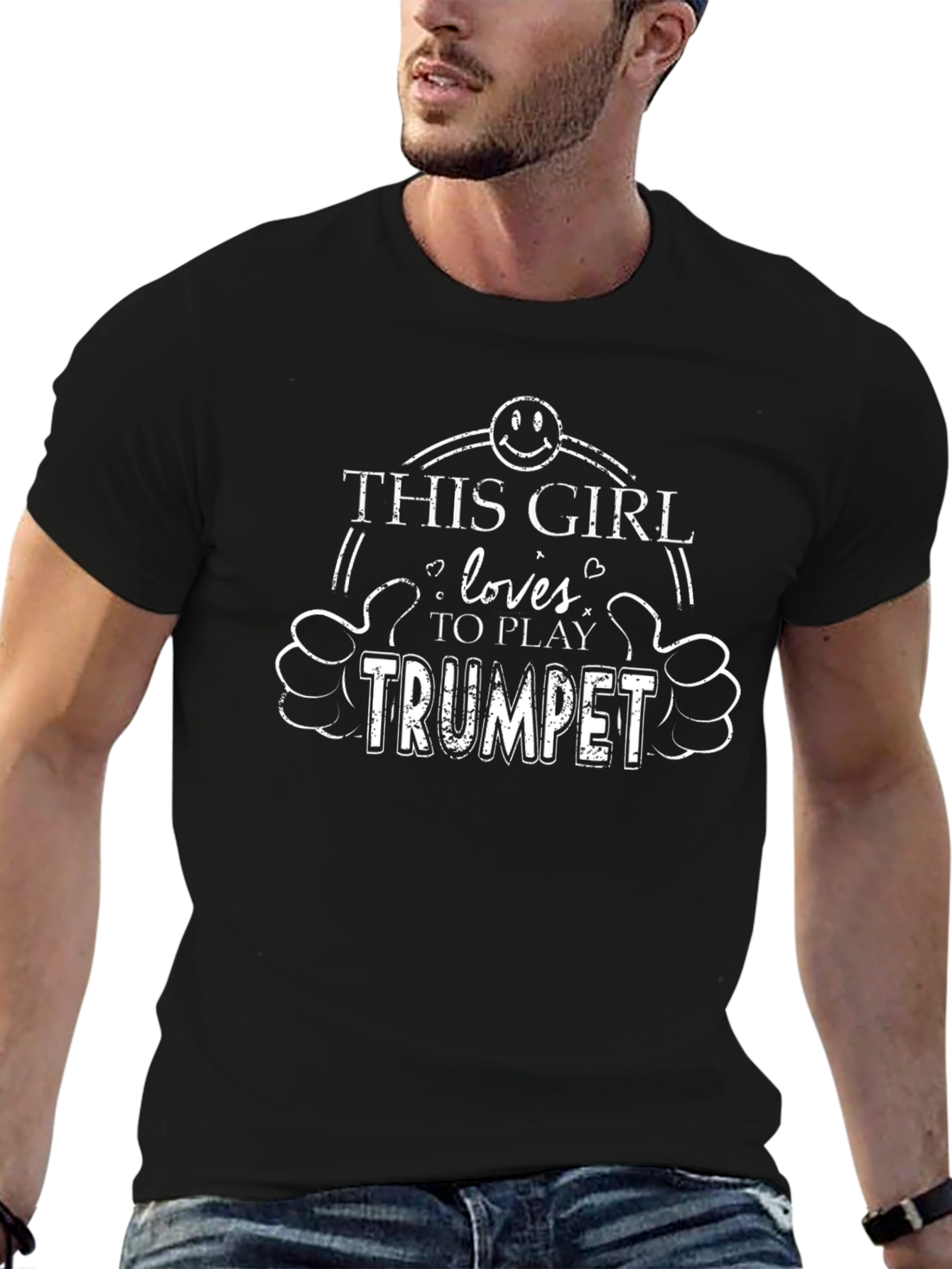 This Girl Loves Trumpet T-Shirt - Black Cotton Tee