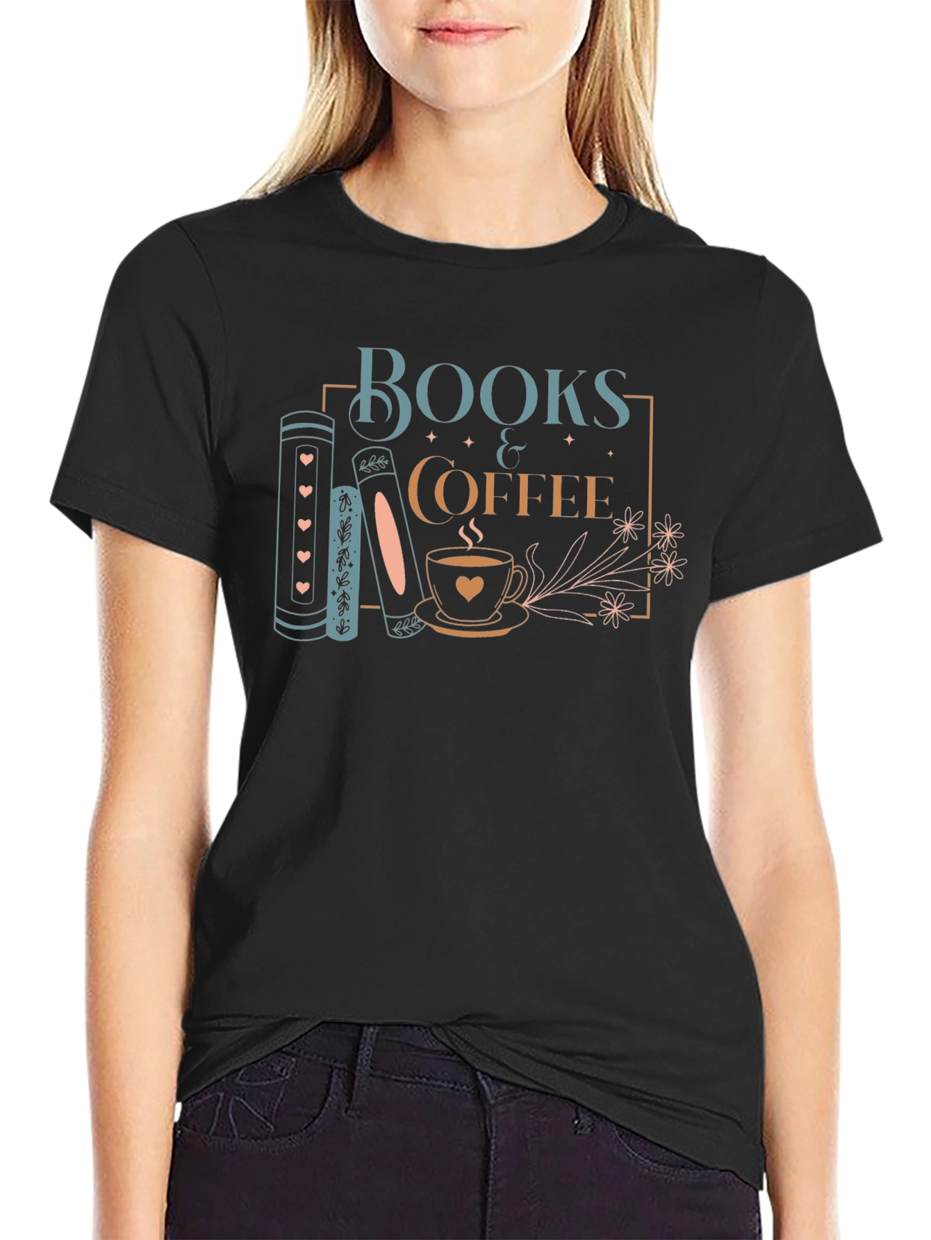 Books & Coffee Graphic Tee - Stylish Unisex T-Shirt