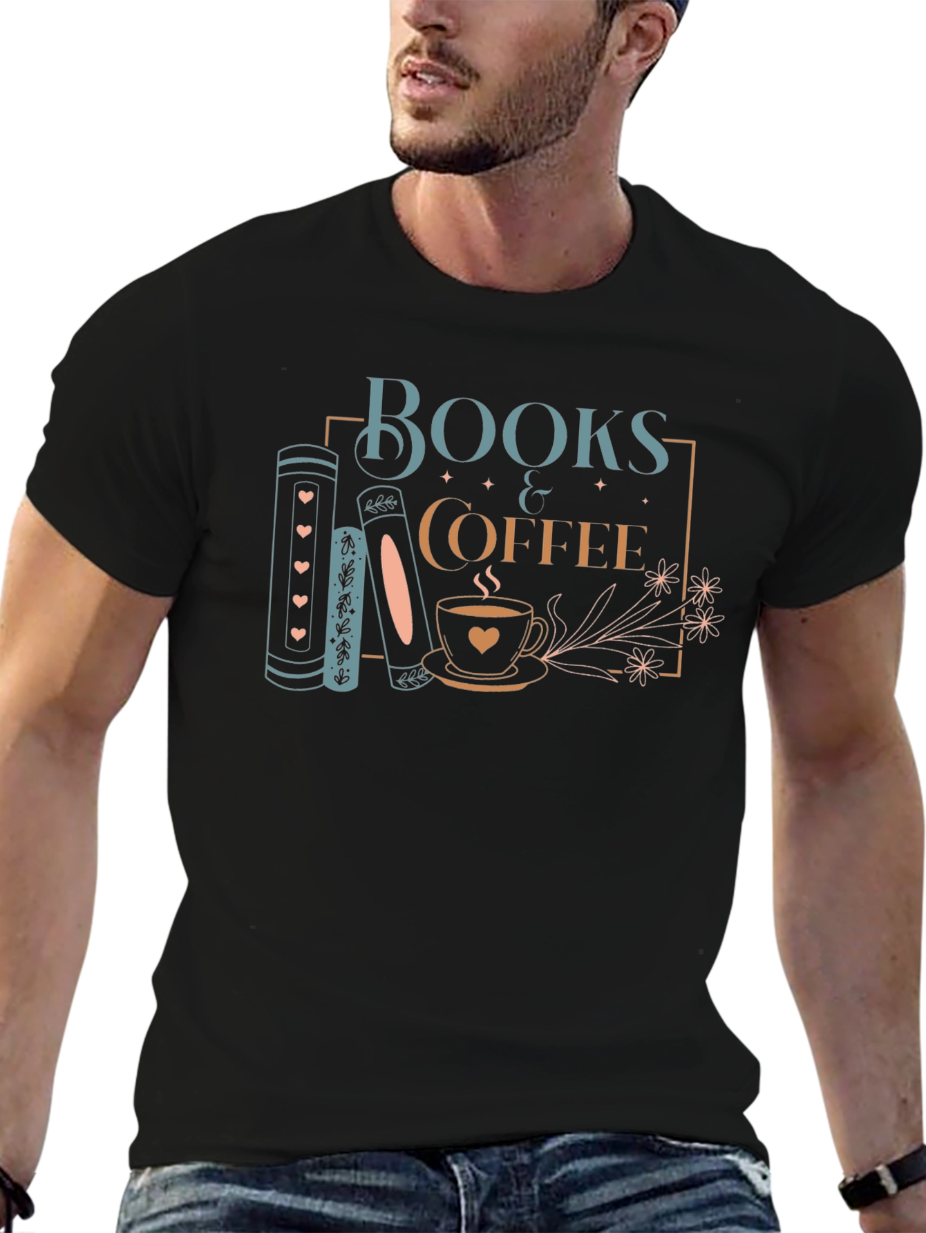 Books & Coffee Graphic Tee - Stylish Unisex T-Shirt
