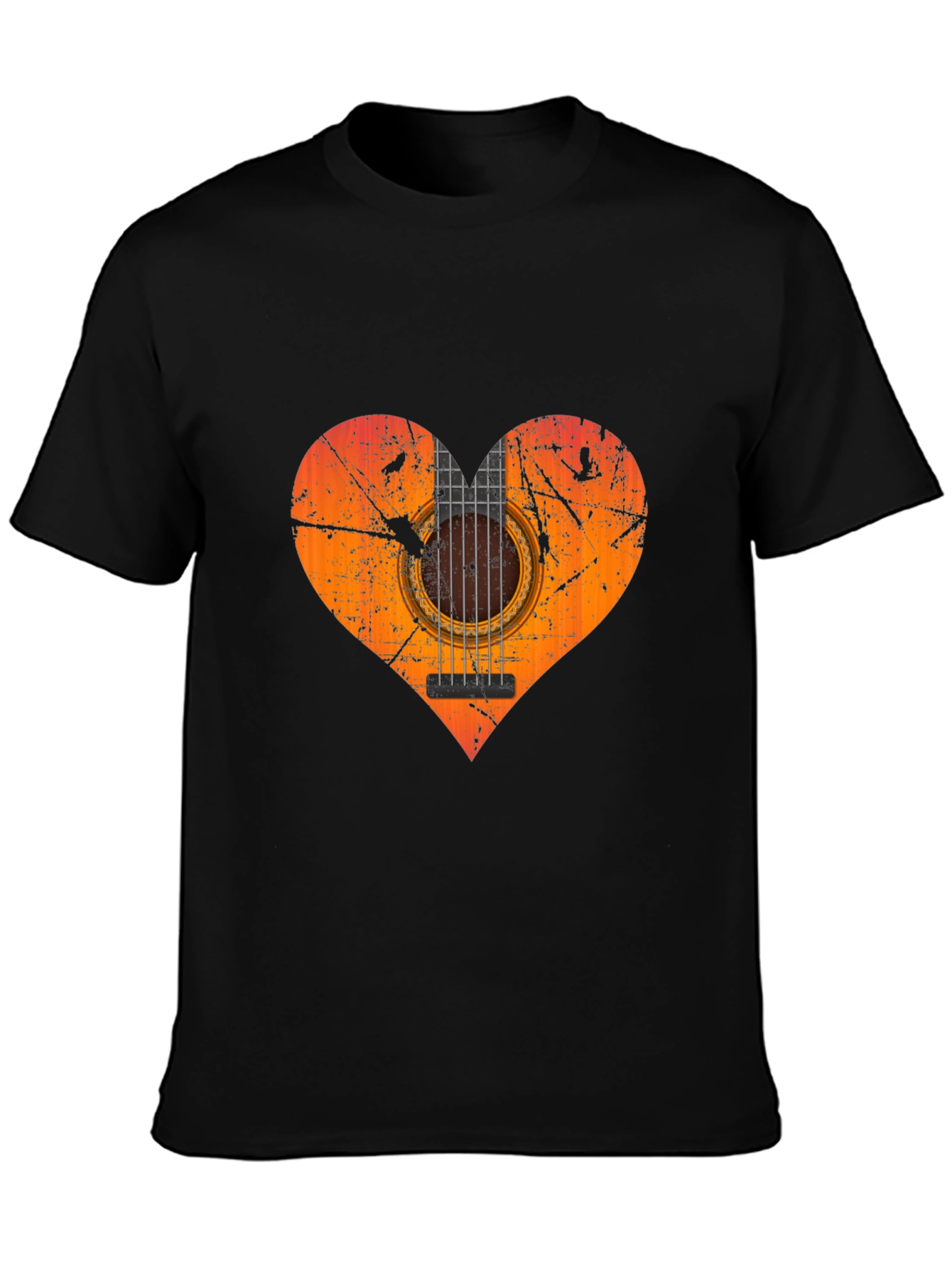 Guitar Heart Graphic T-Shirt - Black
