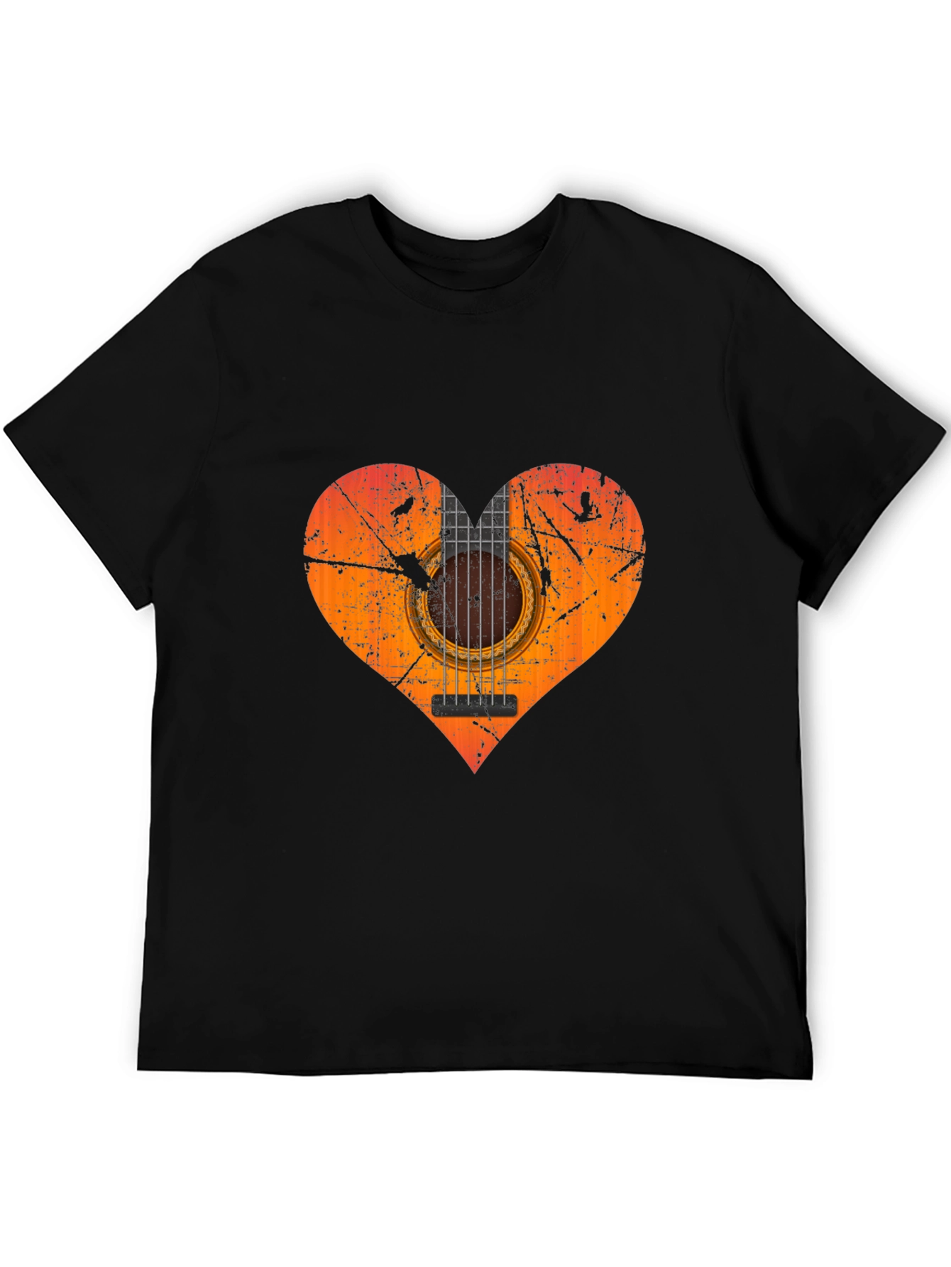 Guitar Heart Graphic T-Shirt - Black