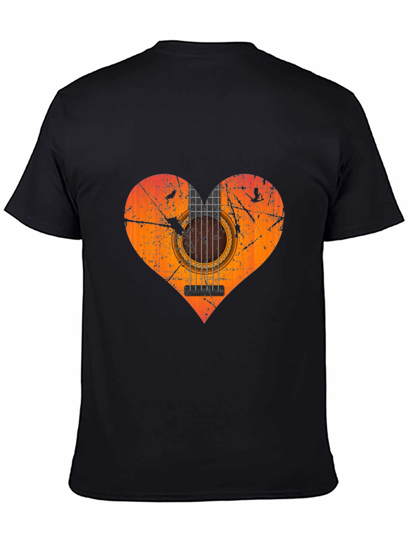 Guitar Heart Graphic T-Shirt - Black