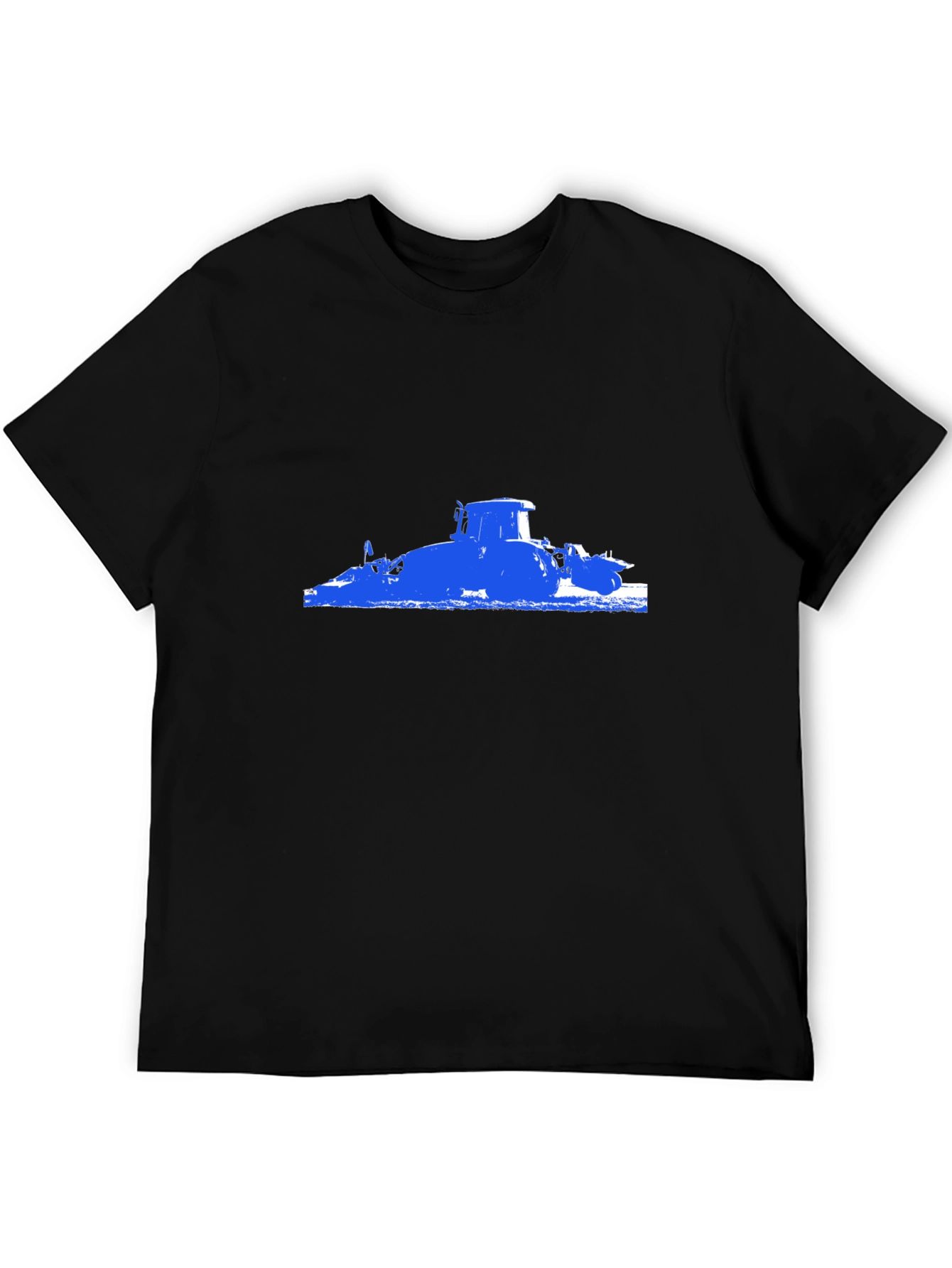 Blue Tractor Graphic Black T-Shirt