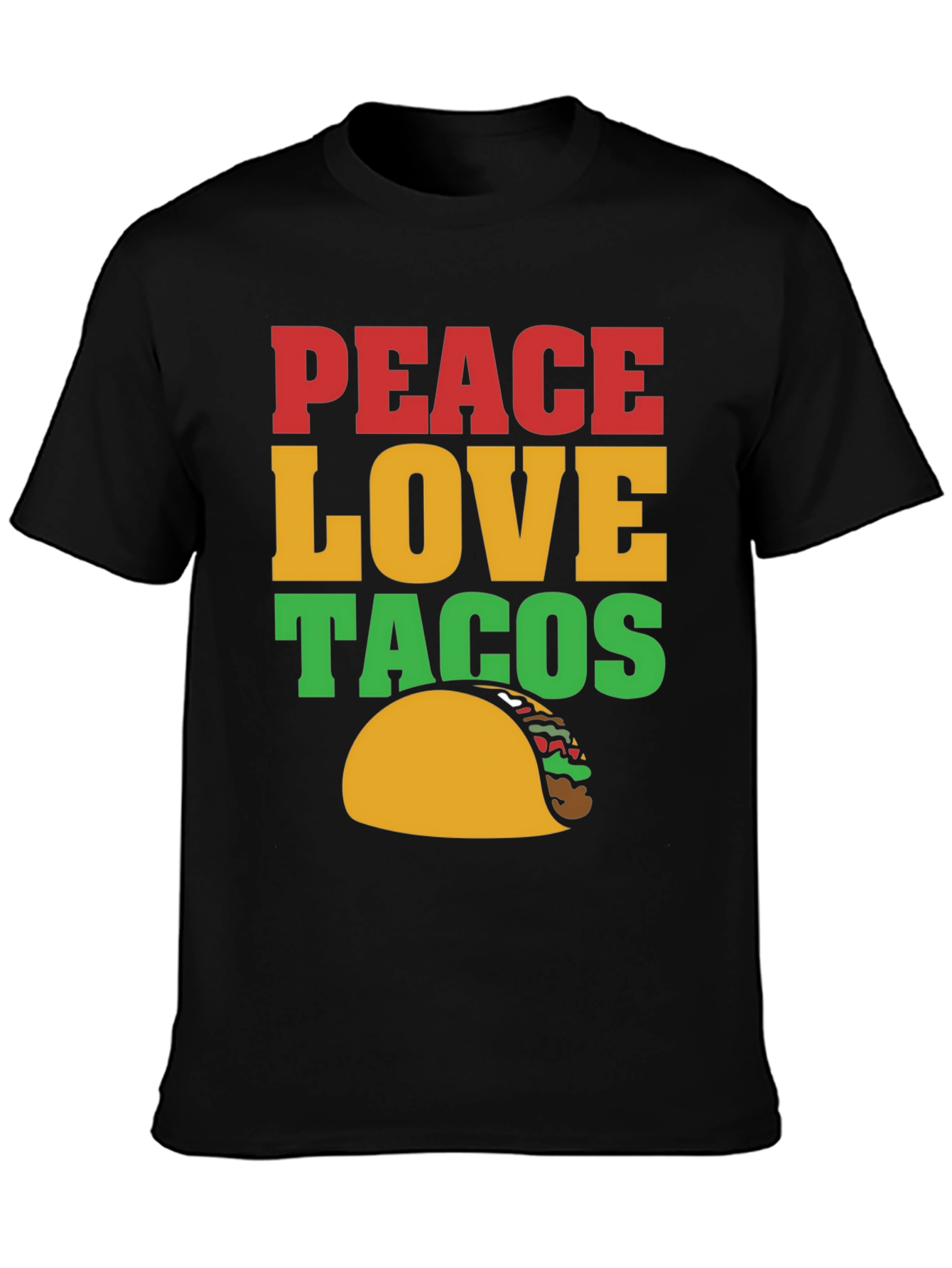 Peace Love Tacos Black Graphic T-Shirt