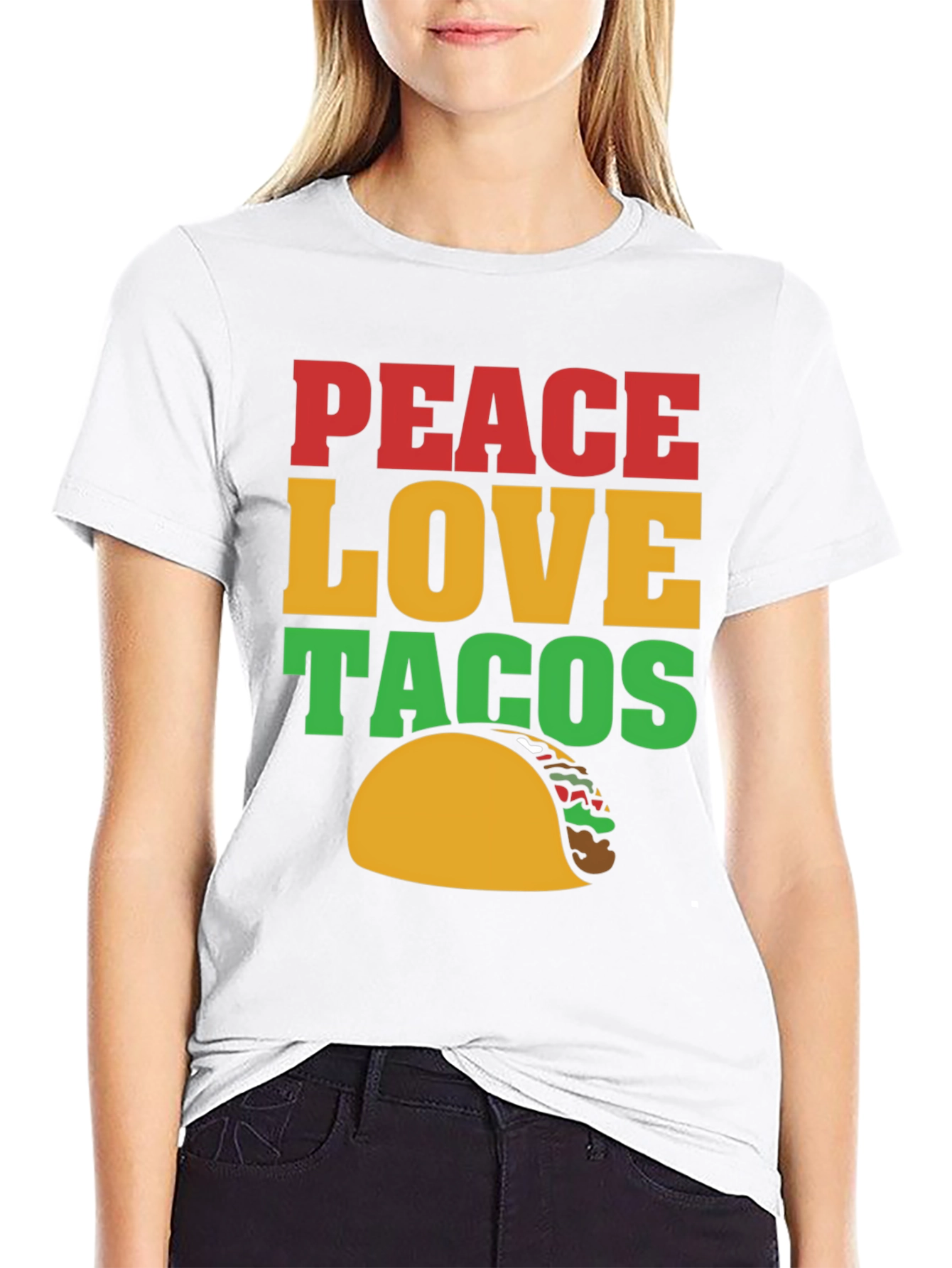 Peace Love Tacos Black Graphic T-Shirt