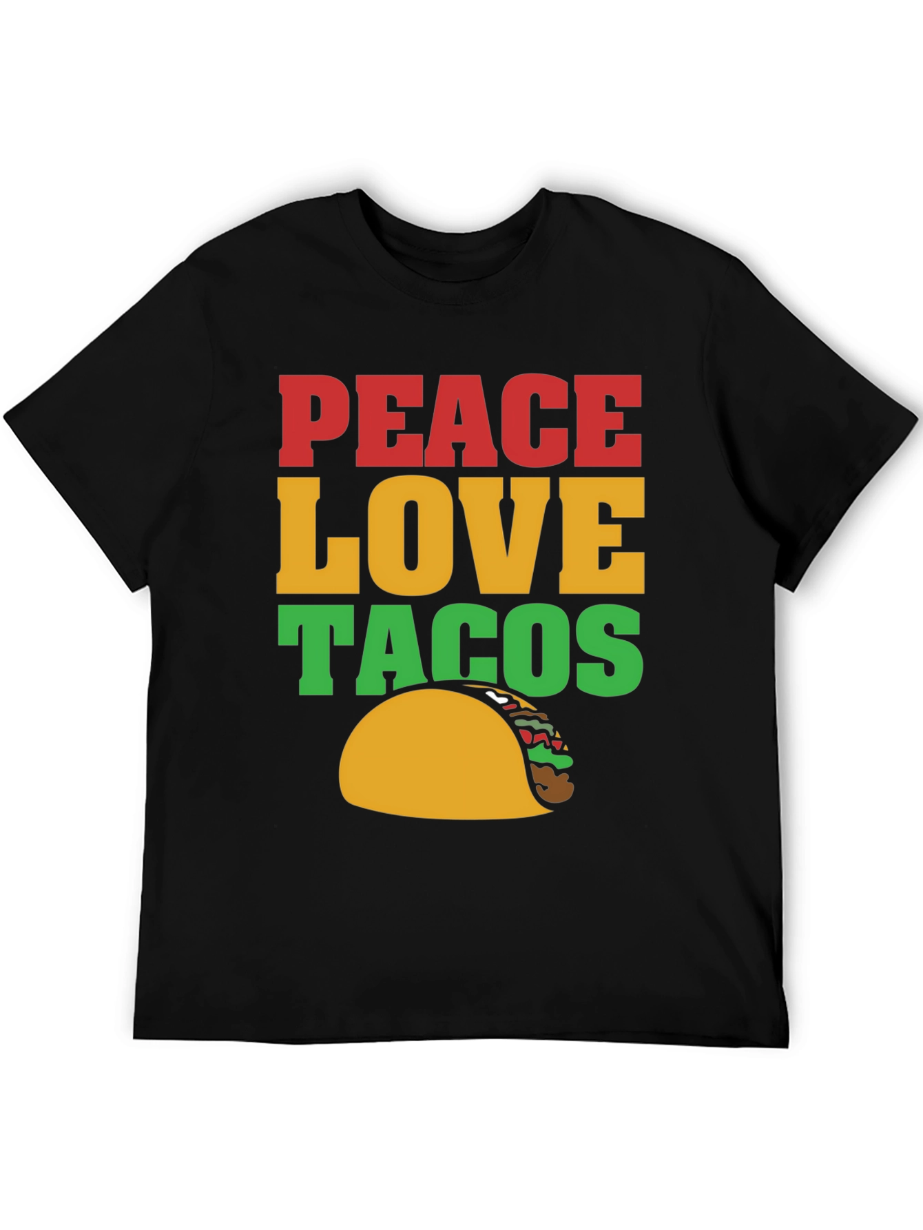 Peace Love Tacos Black Graphic T-Shirt
