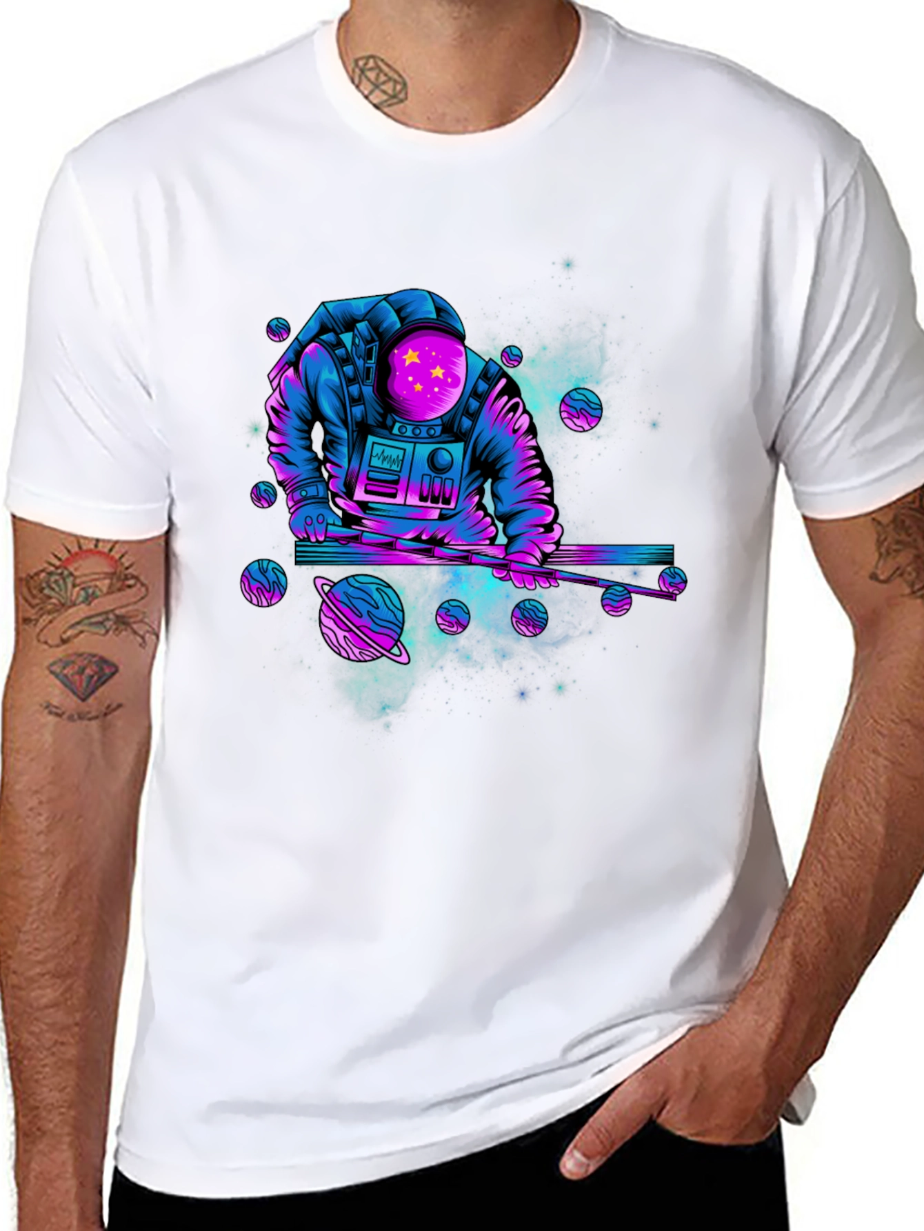 Cosmic Astronaut T-Shirt: Pool Playing Spaceman