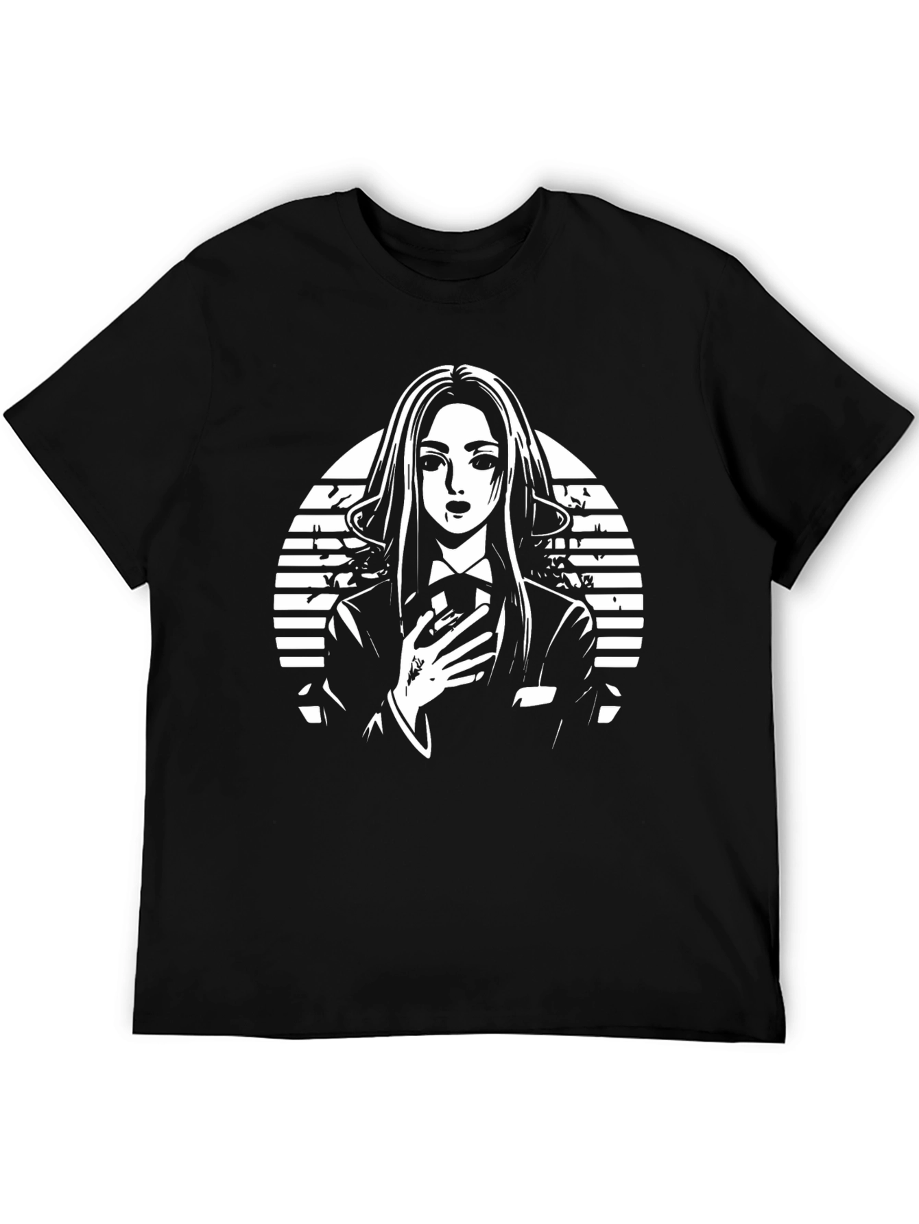 Anime Style Graphic Print Black T-Shirt