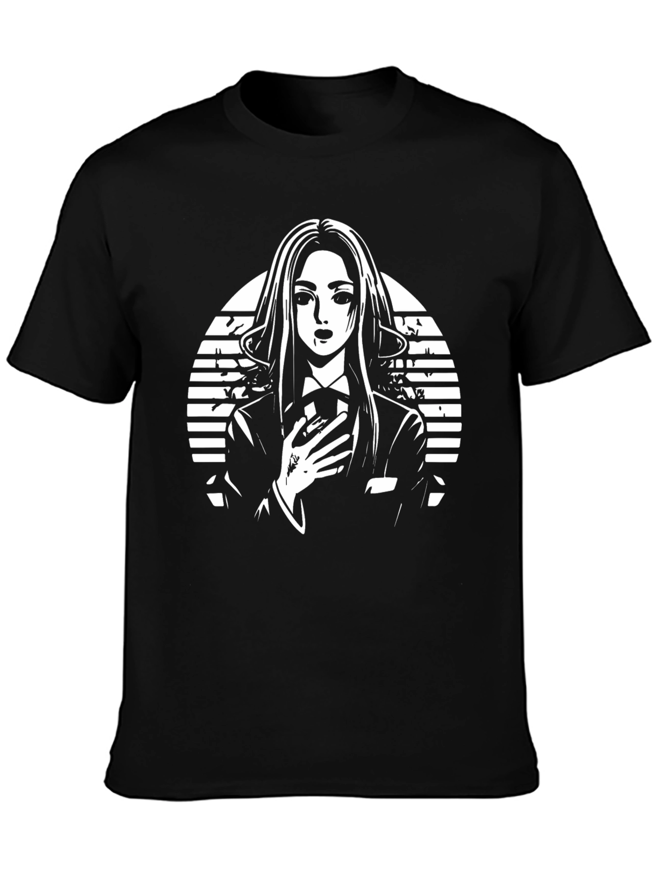 Anime Style Graphic Print Black T-Shirt
