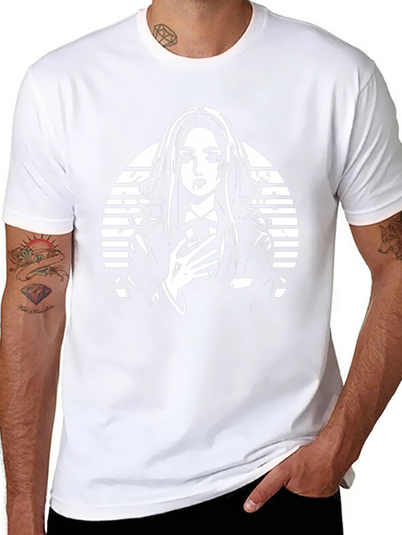 Anime Style Graphic Print Black T-Shirt