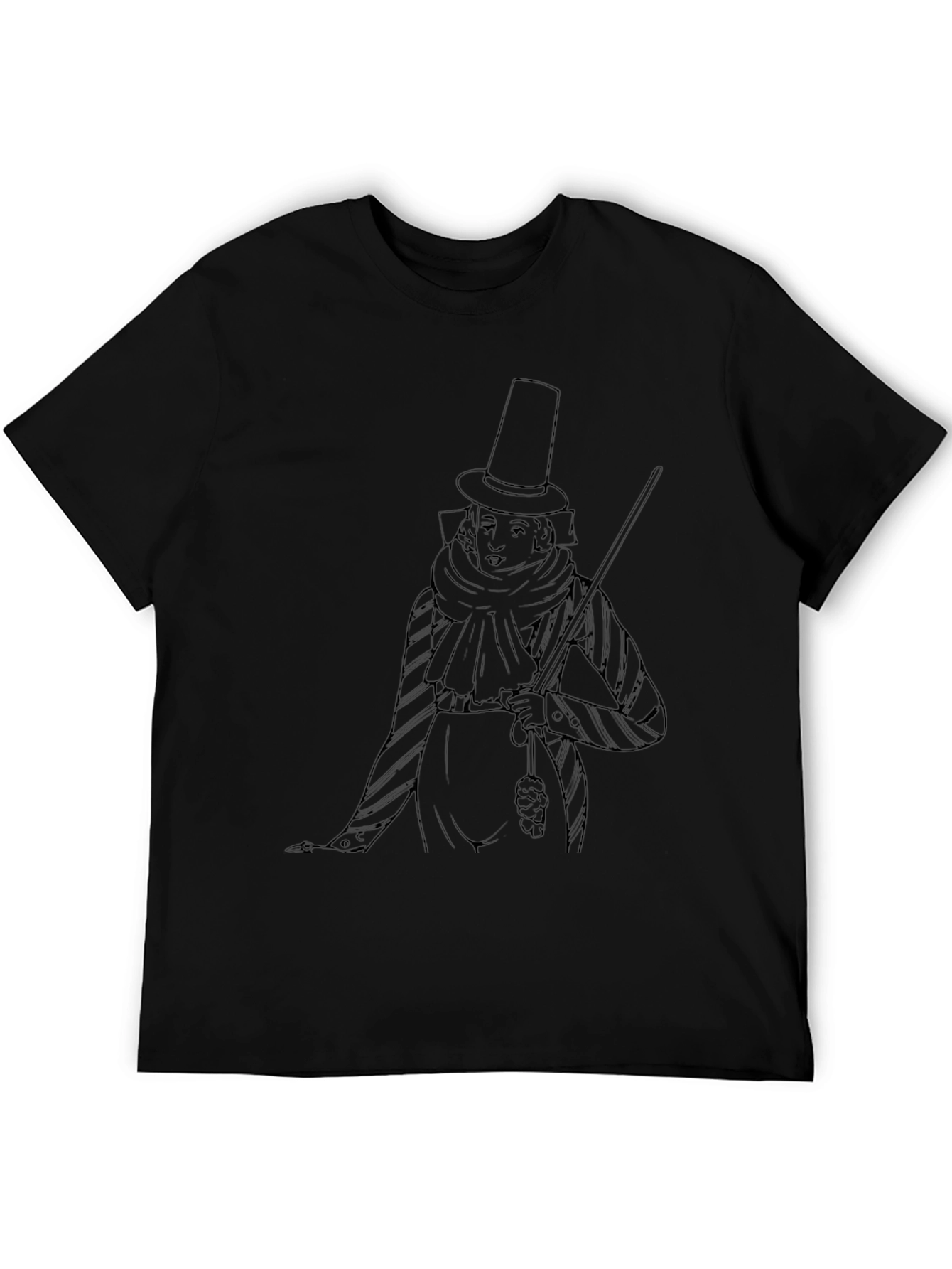 Mens Black T-Shirt with Victorian Gentleman Design