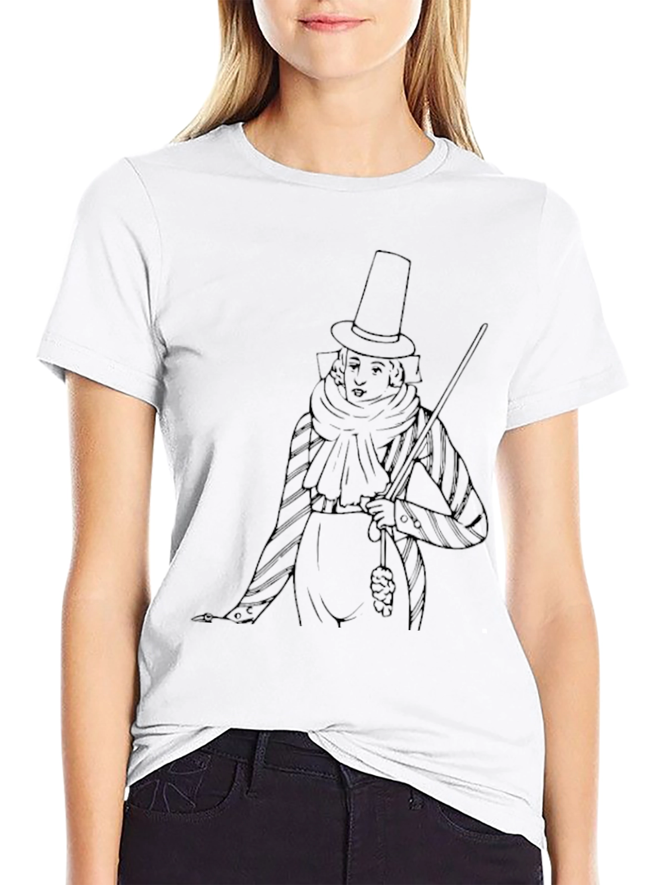 Mens Black T-Shirt with Victorian Gentleman Design