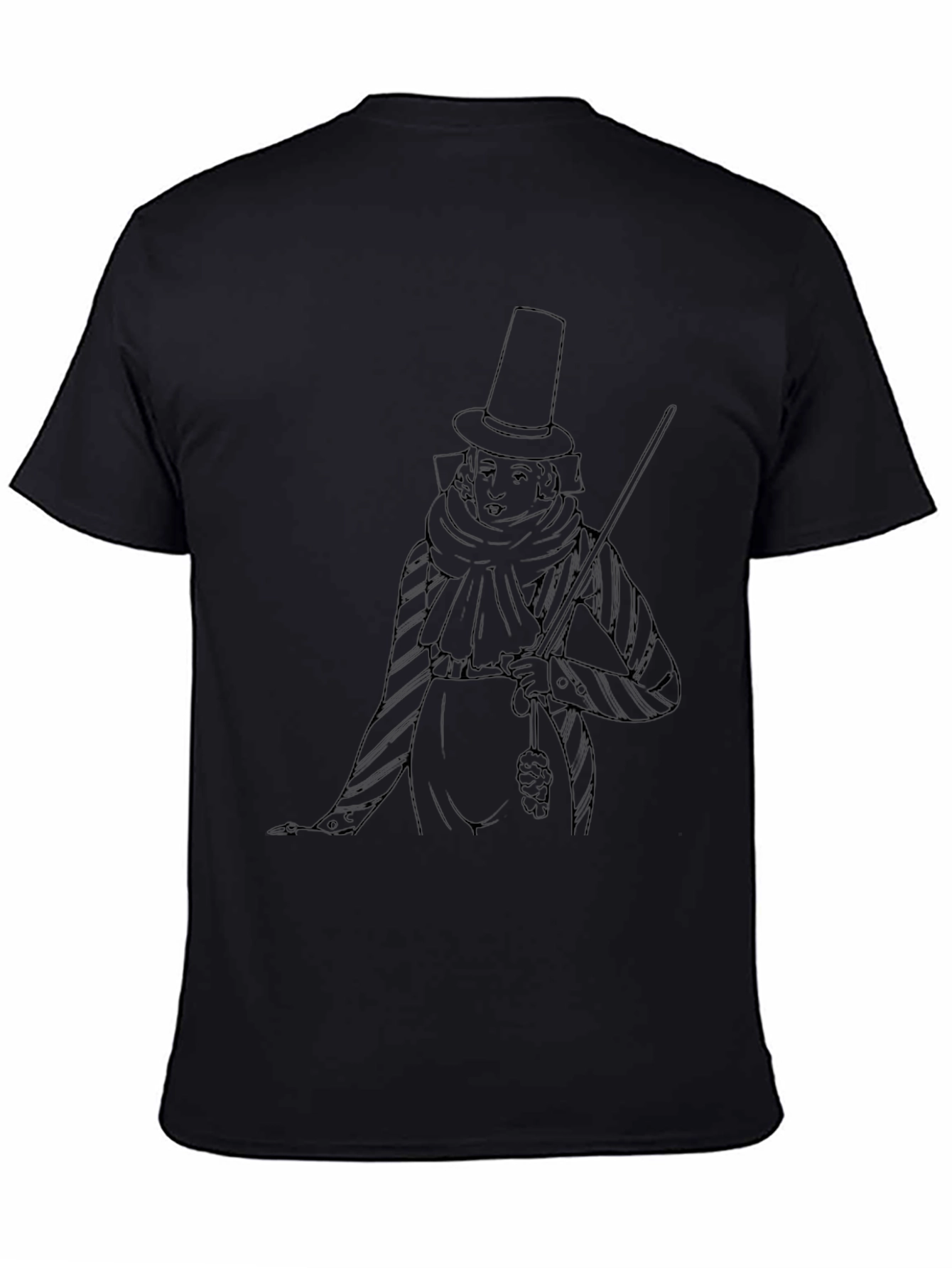 Mens Black T-Shirt with Victorian Gentleman Design