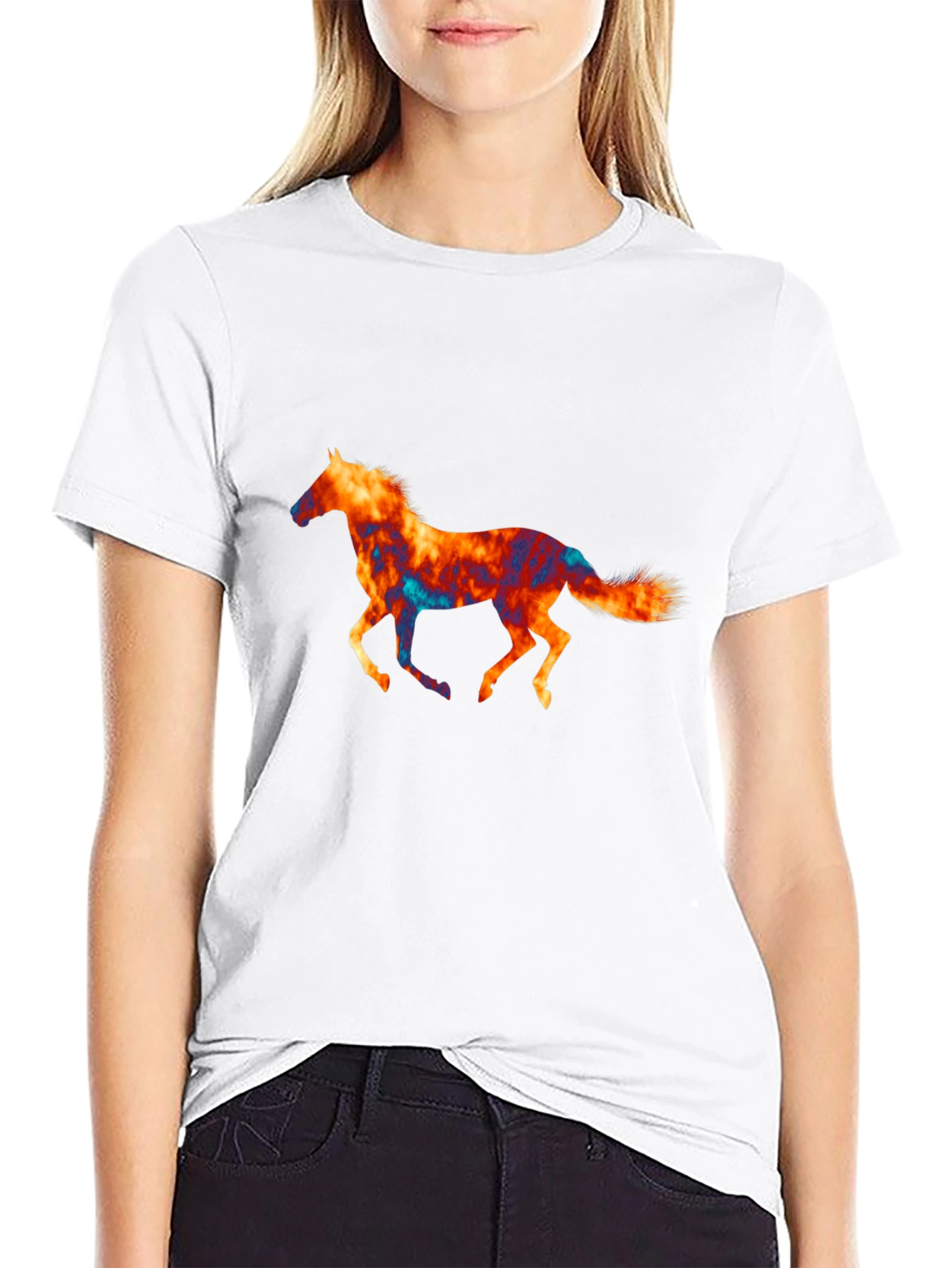 Horse Graphic Print Black T-Shirt