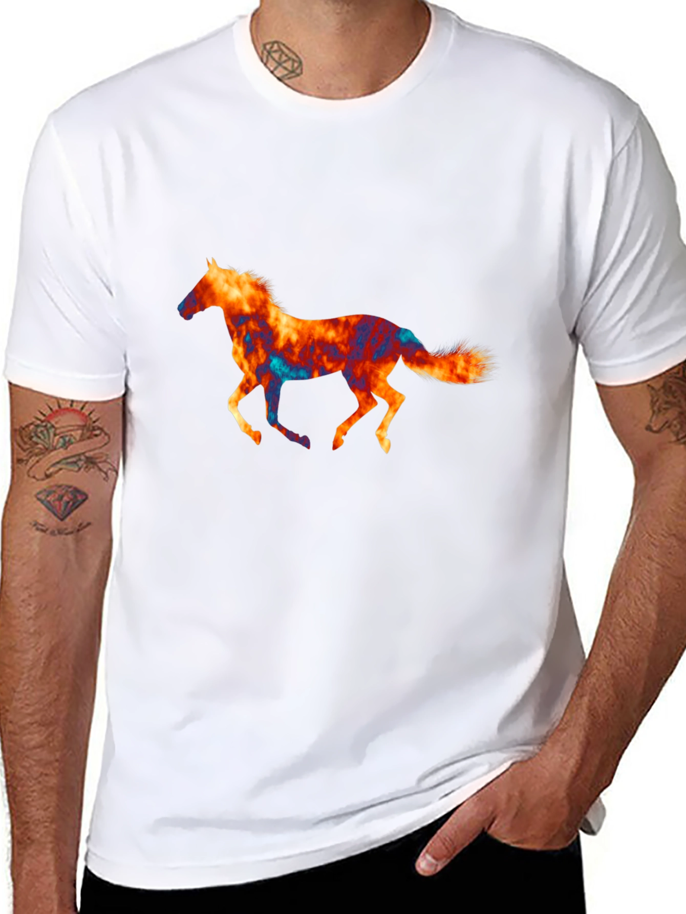 Horse Graphic Print Black T-Shirt