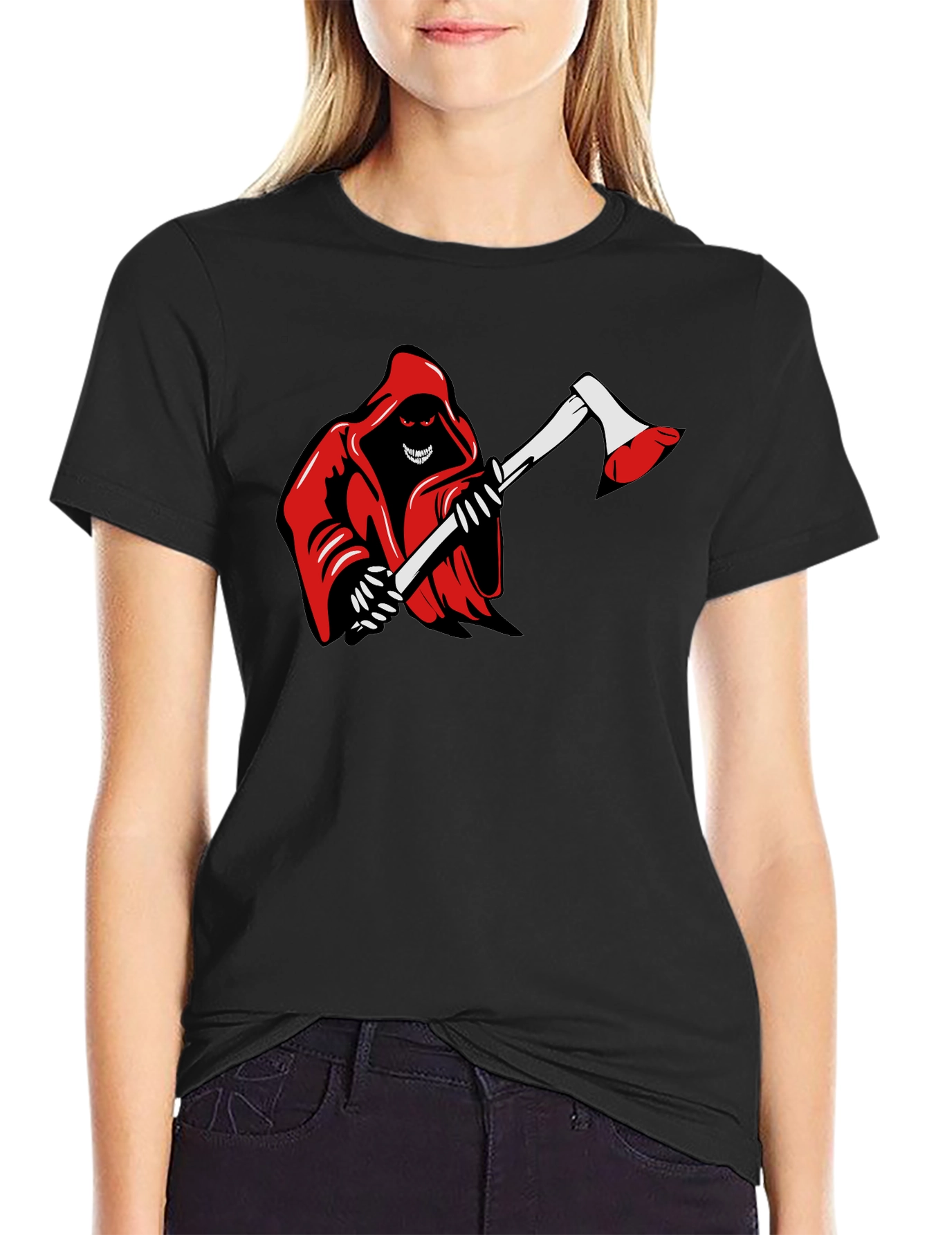 Grim Reaper Axe Graphic Tee - Black Cotton T-Shirt