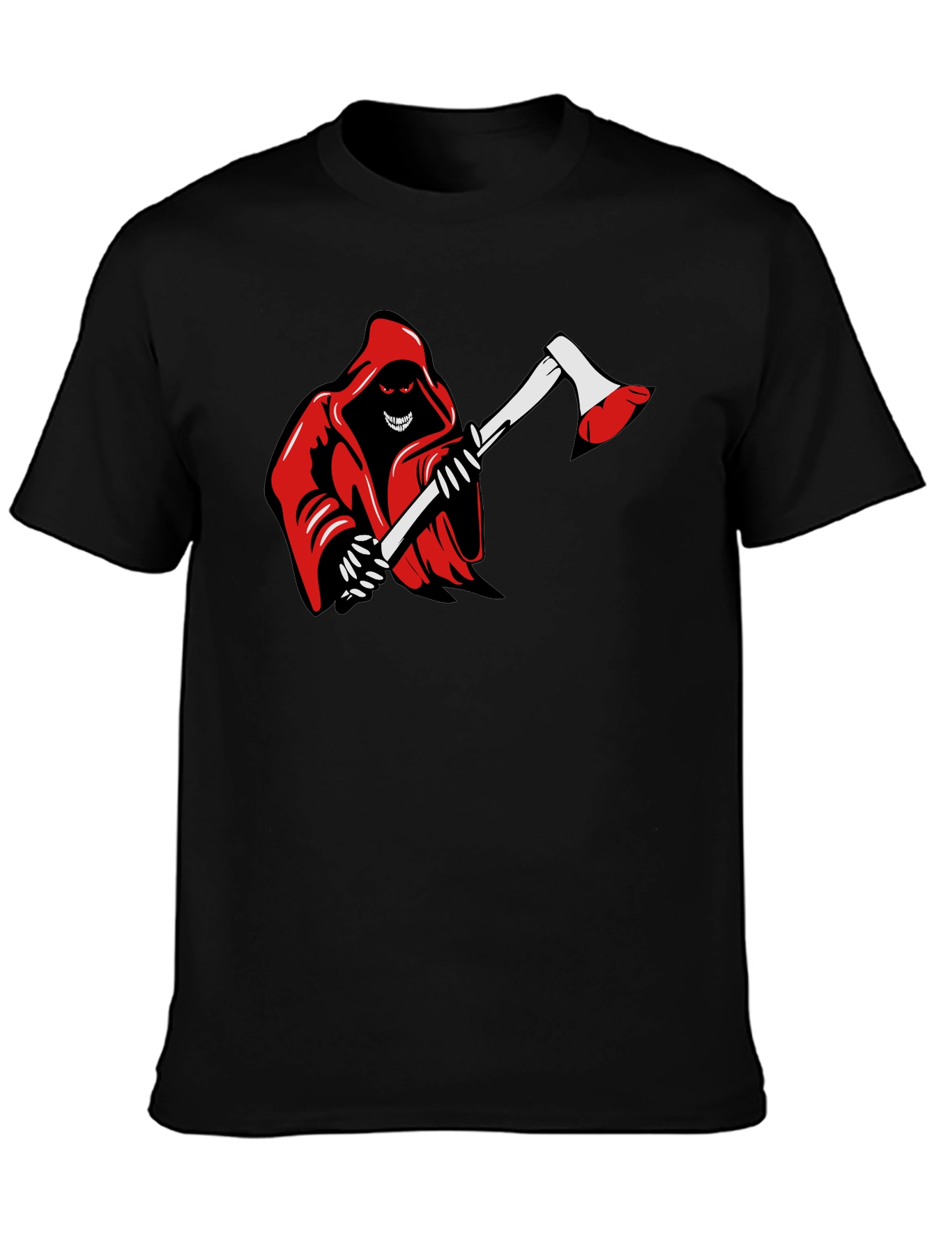 Grim Reaper Axe Graphic Tee - Black Cotton T-Shirt