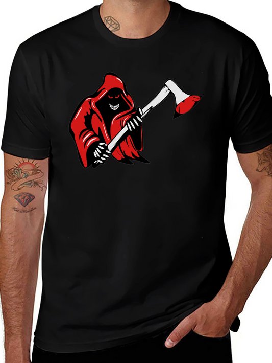 Grim Reaper Axe Graphic Tee - Black Cotton T-Shirt