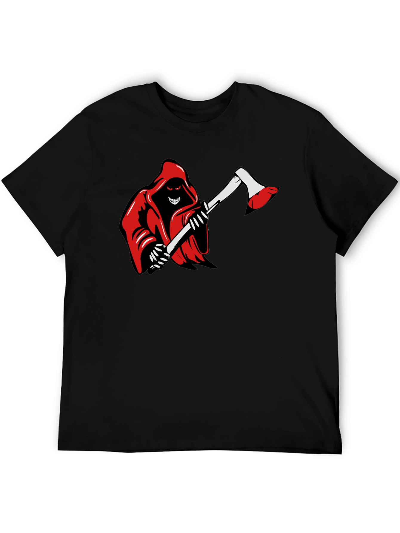 Grim Reaper Axe Graphic Tee - Black Cotton T-Shirt