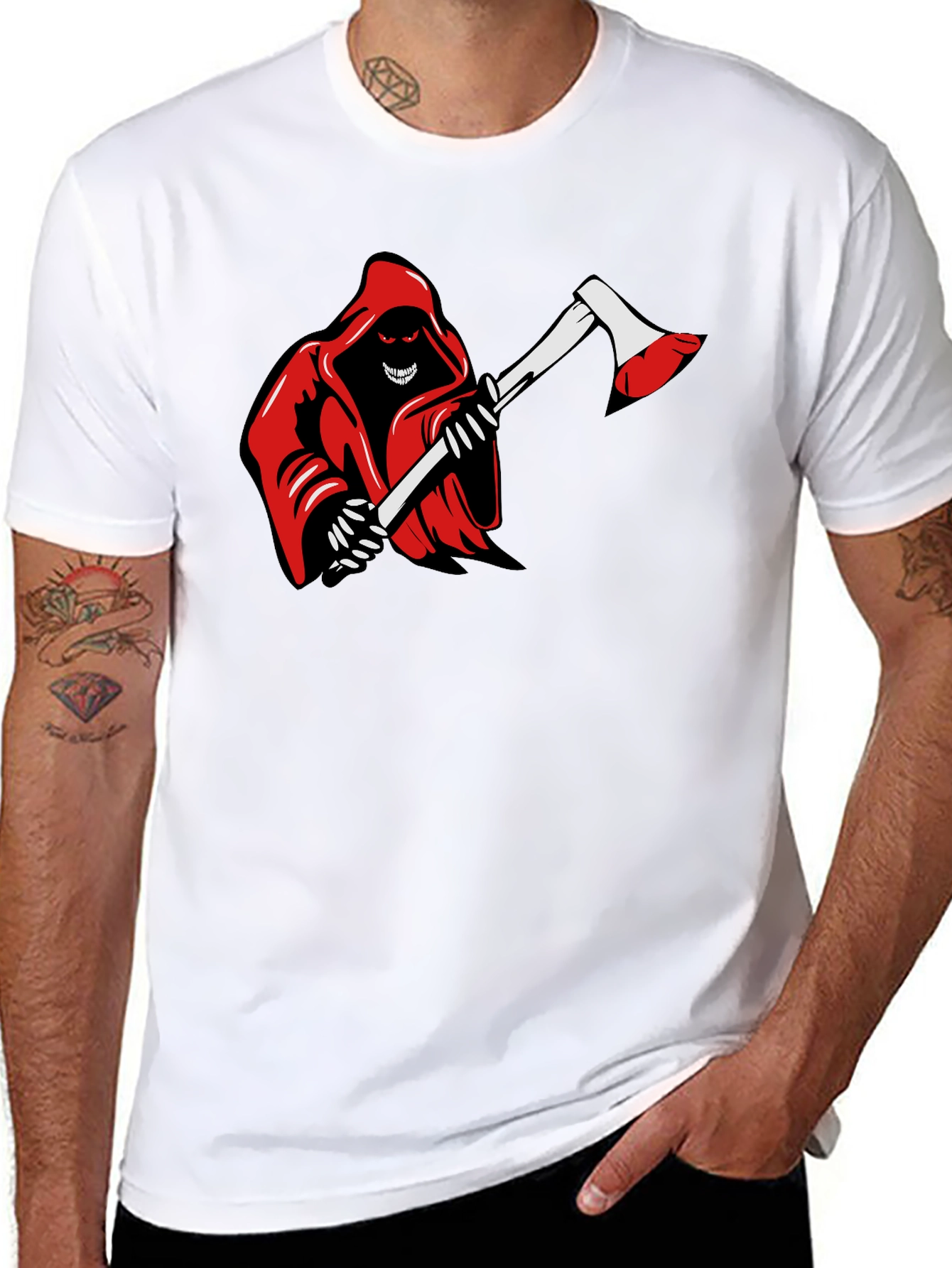 Grim Reaper Axe Graphic Tee - Black Cotton T-Shirt
