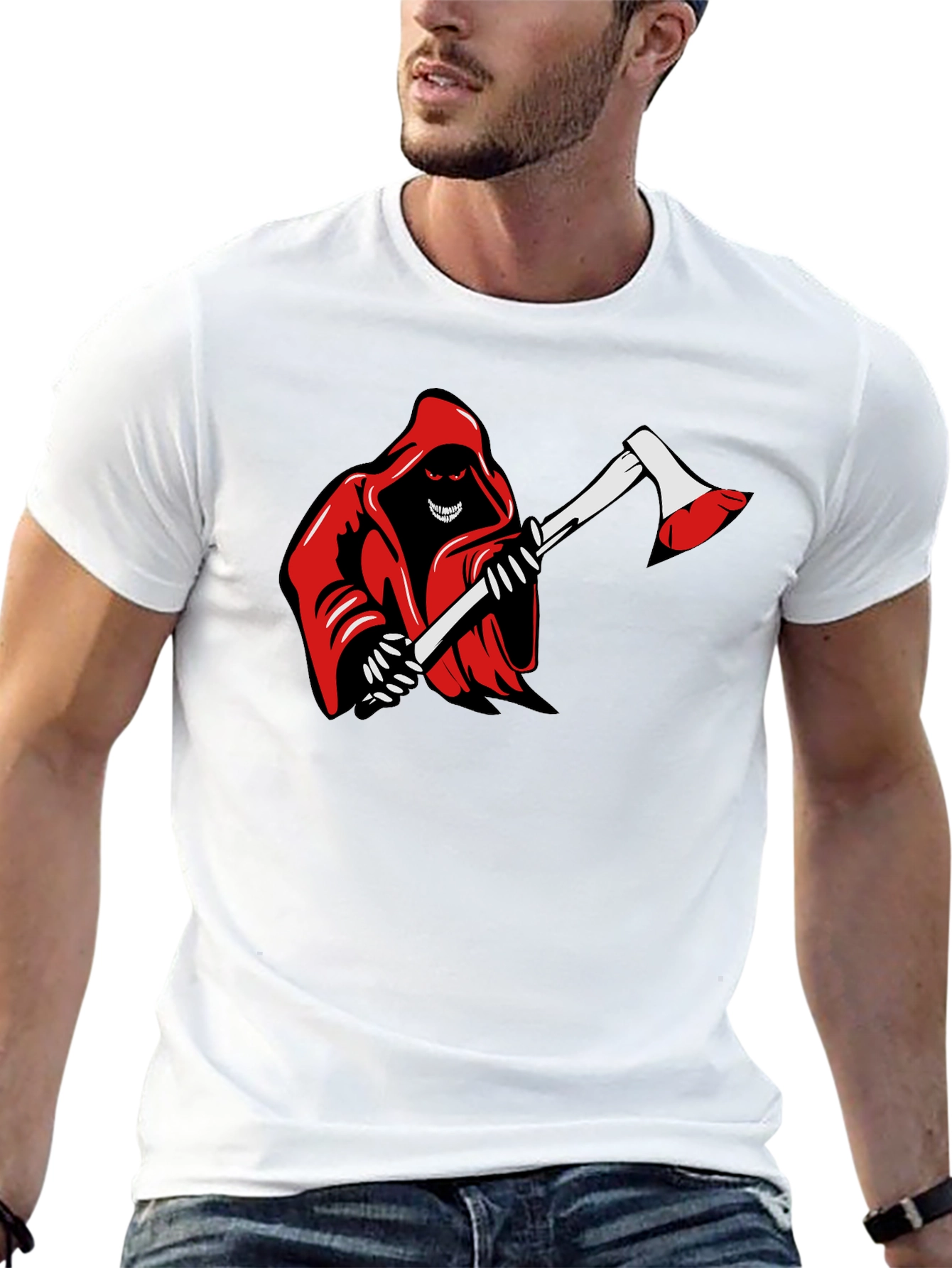 Grim Reaper Axe Graphic Tee - Black Cotton T-Shirt