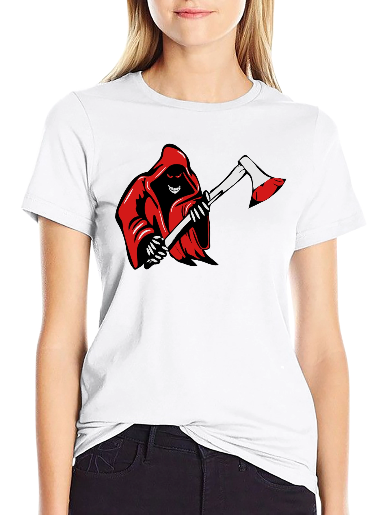 Grim Reaper Axe Graphic Tee - Black Cotton T-Shirt