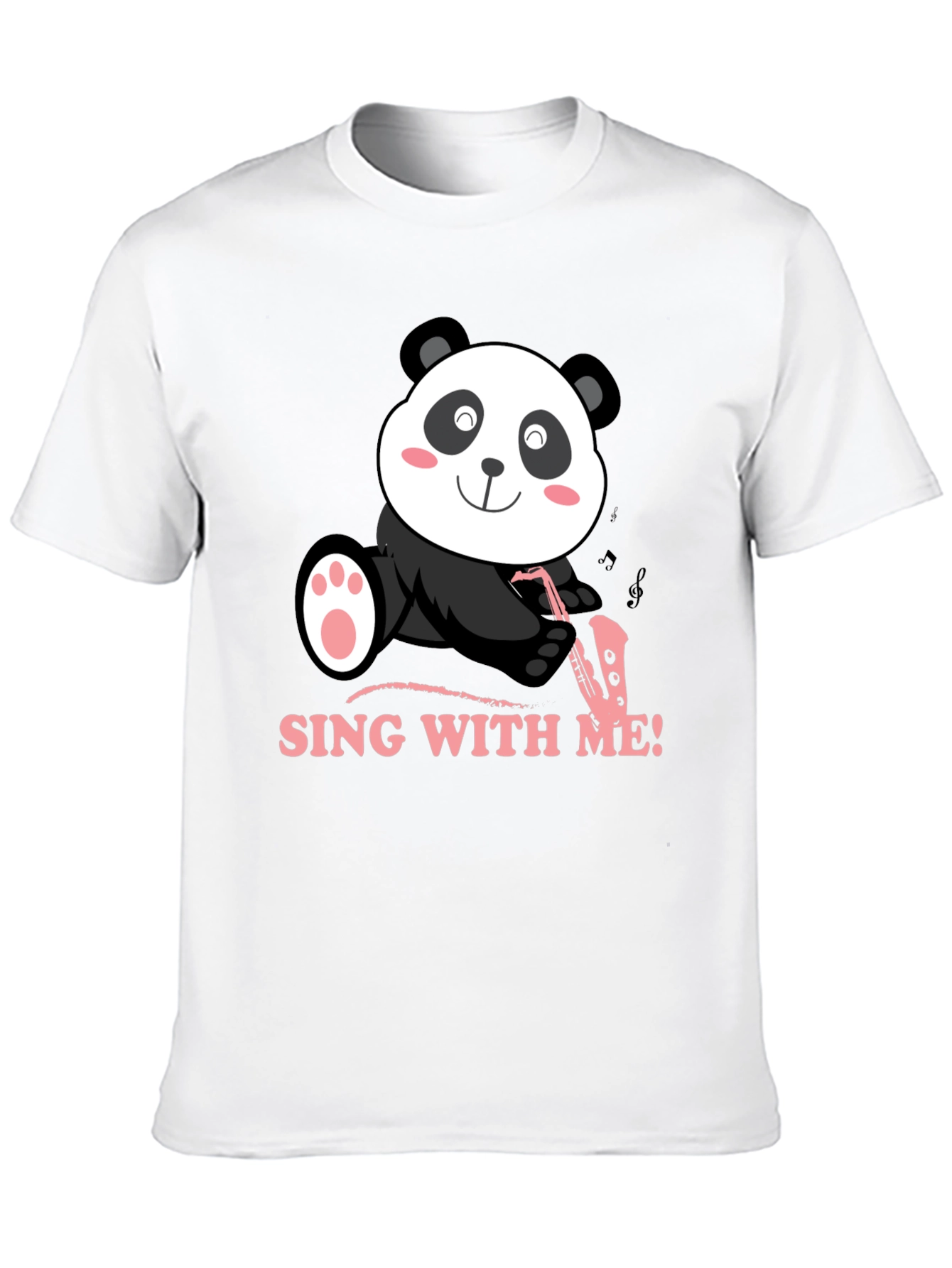 Panda Saxophone Sing With Me Black T-Shirt