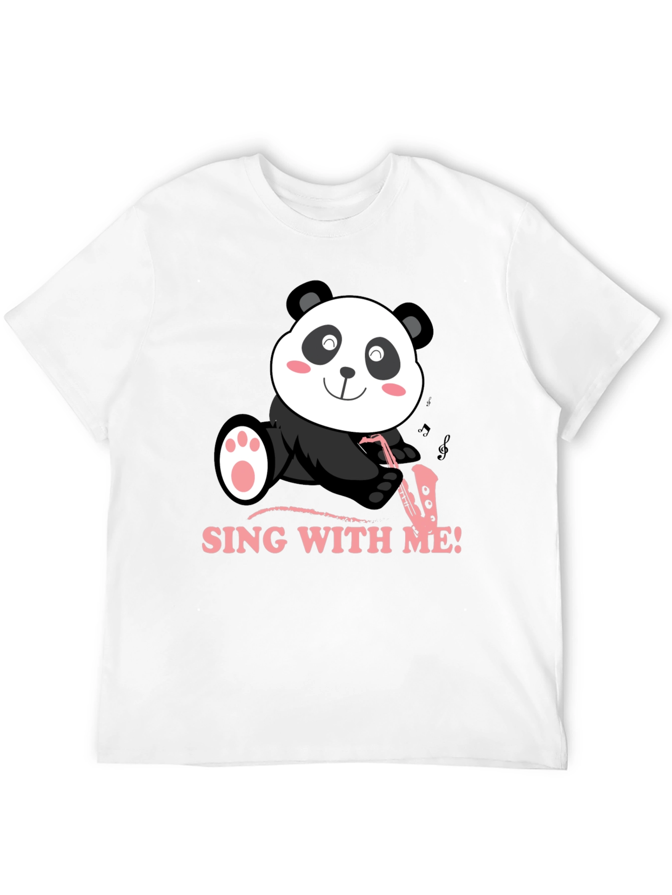 Panda Saxophone Sing With Me Black T-Shirt
