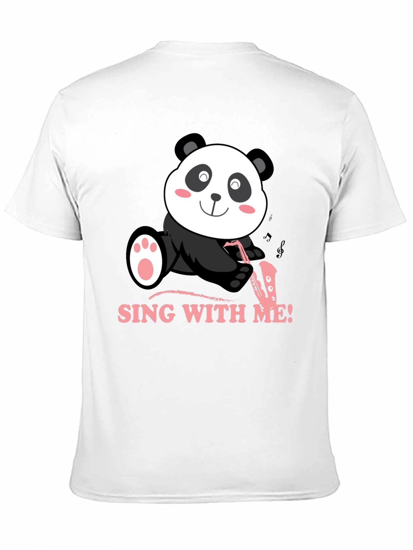 Panda Saxophone Sing With Me Black T-Shirt