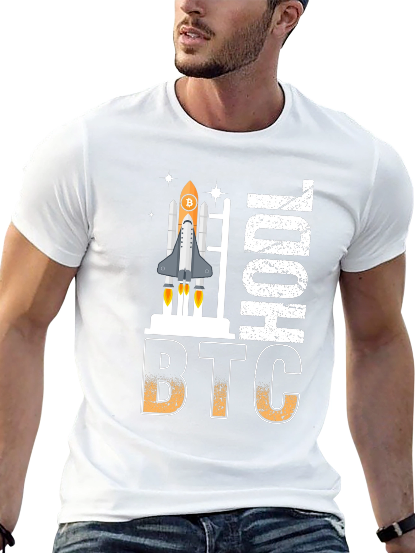 Bitcoin HODL Rocket Graphic T-Shirt