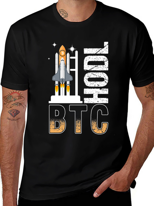 Bitcoin HODL Rocket Graphic T-Shirt