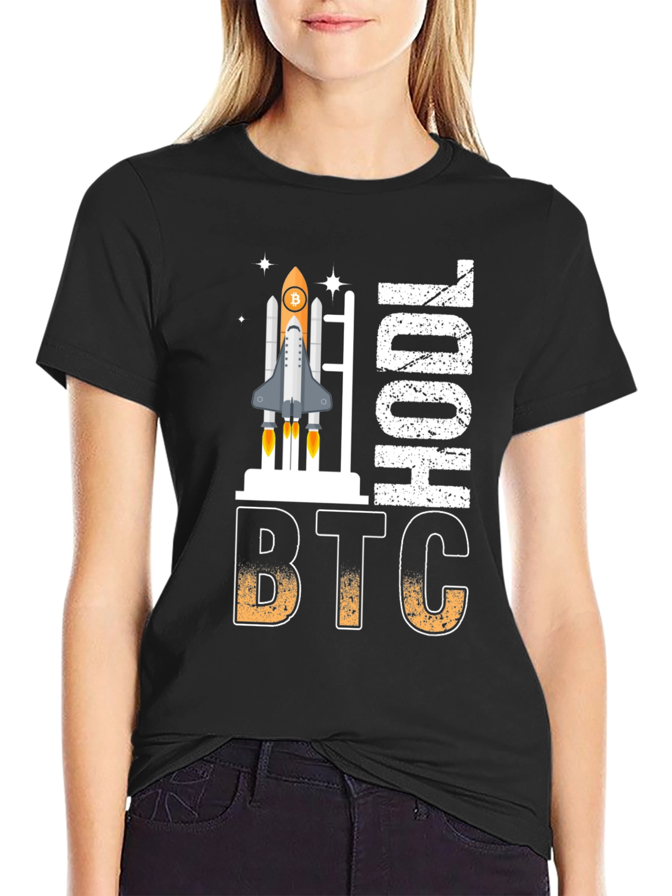 Bitcoin HODL Rocket Graphic T-Shirt