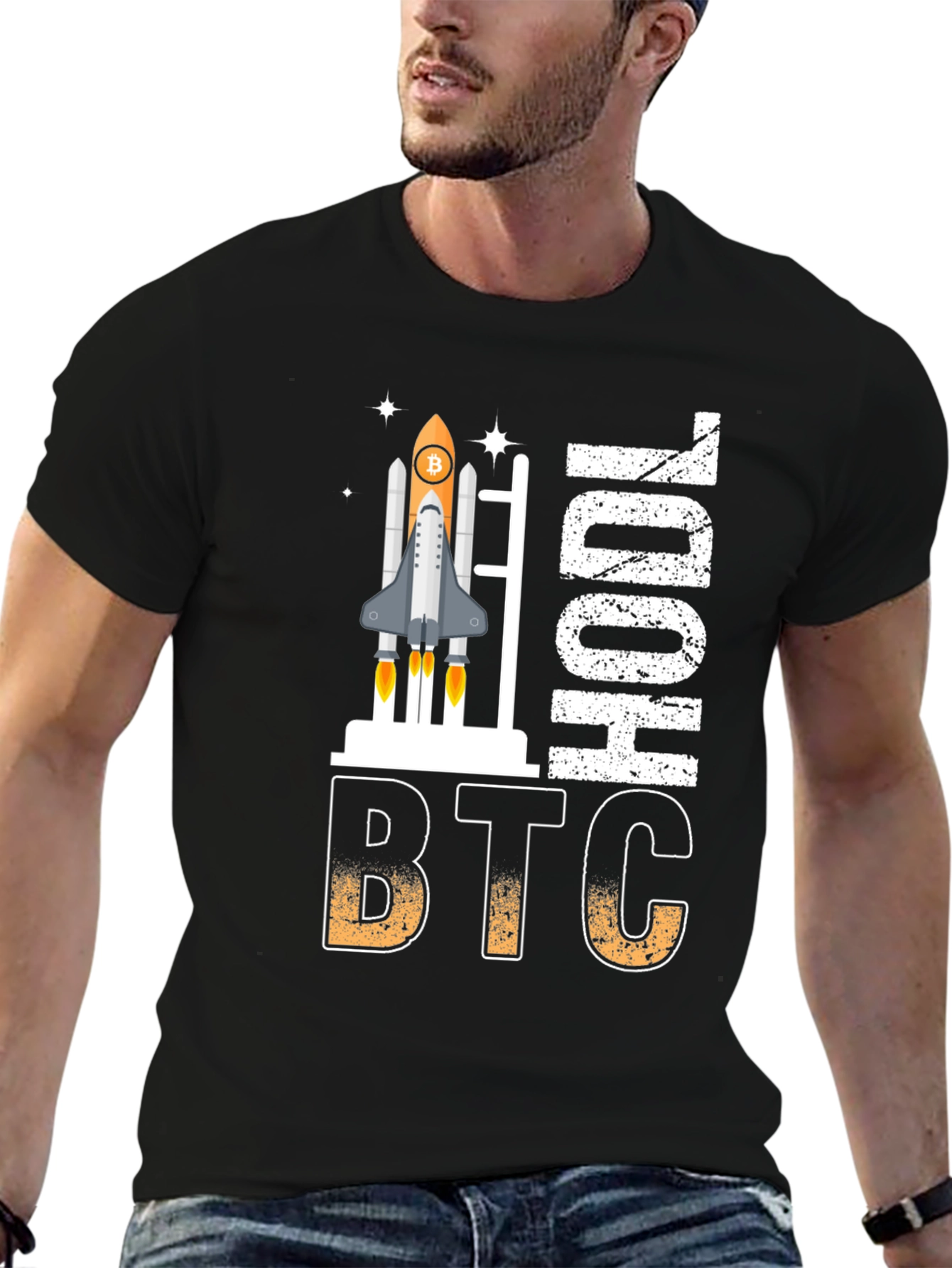 Bitcoin HODL Rocket Graphic T-Shirt