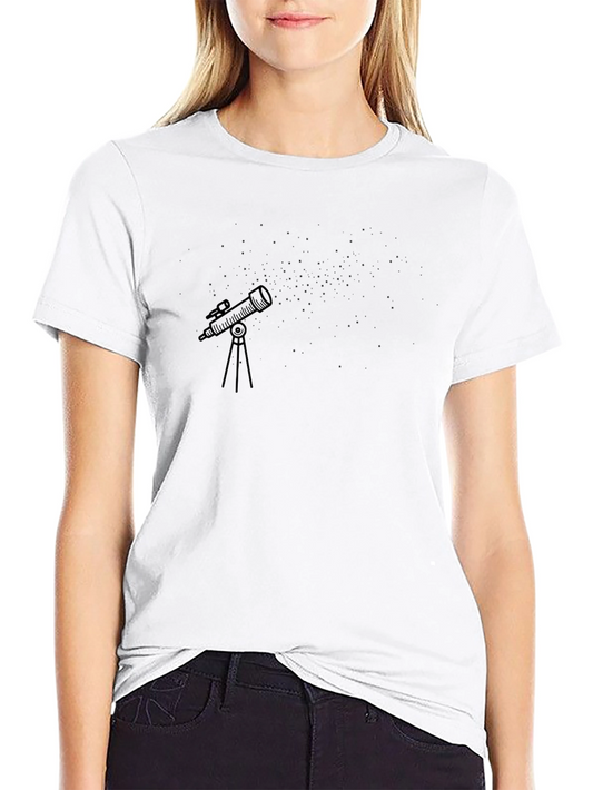 Telescope Graphic Black T-Shirt - Astronomy Lover Tee