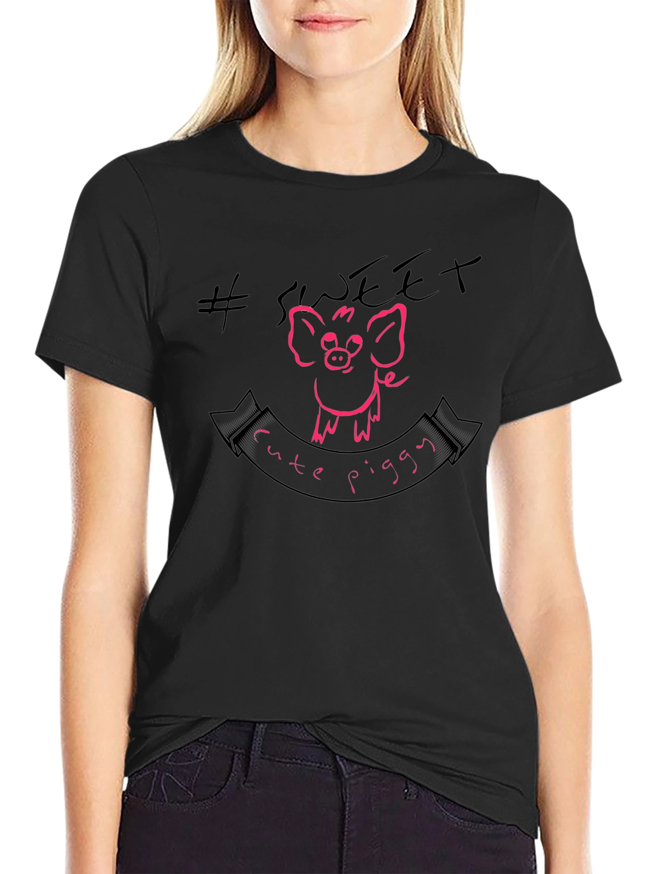 Sweet Cute Piggy Graphic T-Shirt
