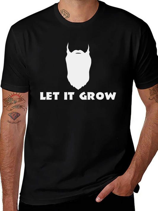 Let It Grow Beard Graphic Tee - Black Cotton T-Shirt