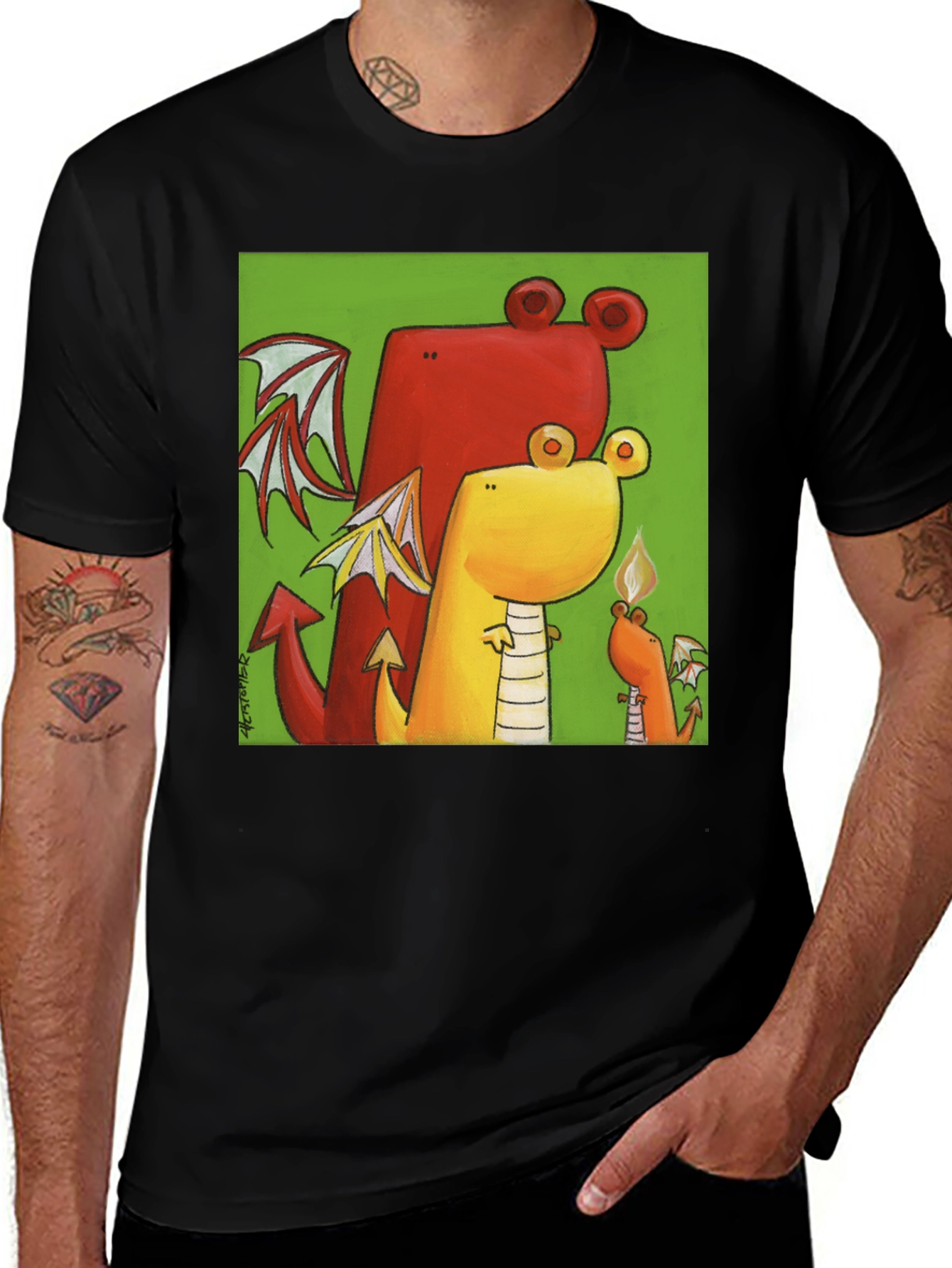 Cartoon Dragon Graphic T-Shirt